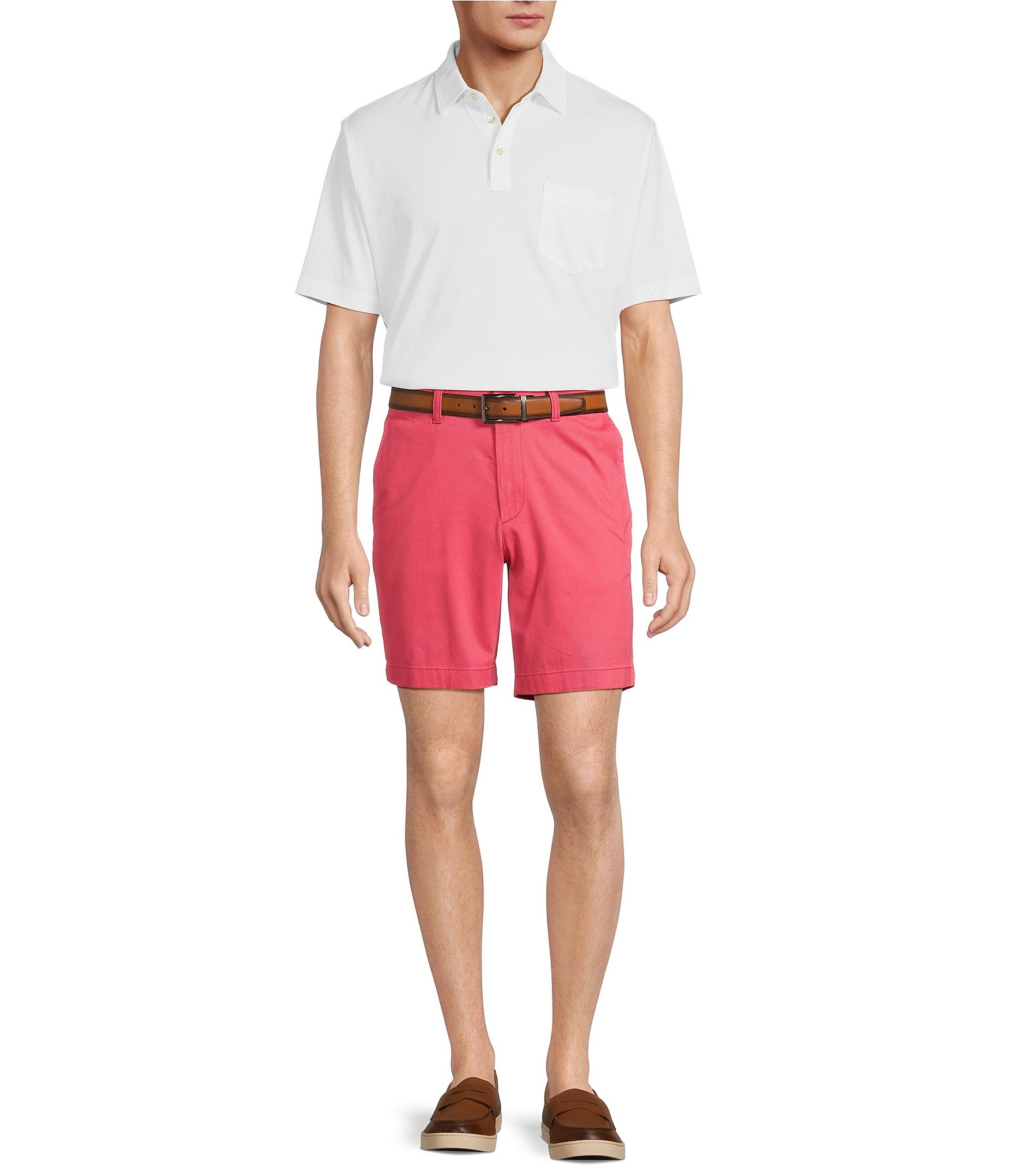 Roundtree & Yorke The Cloud Collection 9#double; Flat Front Washed Chino Shorts