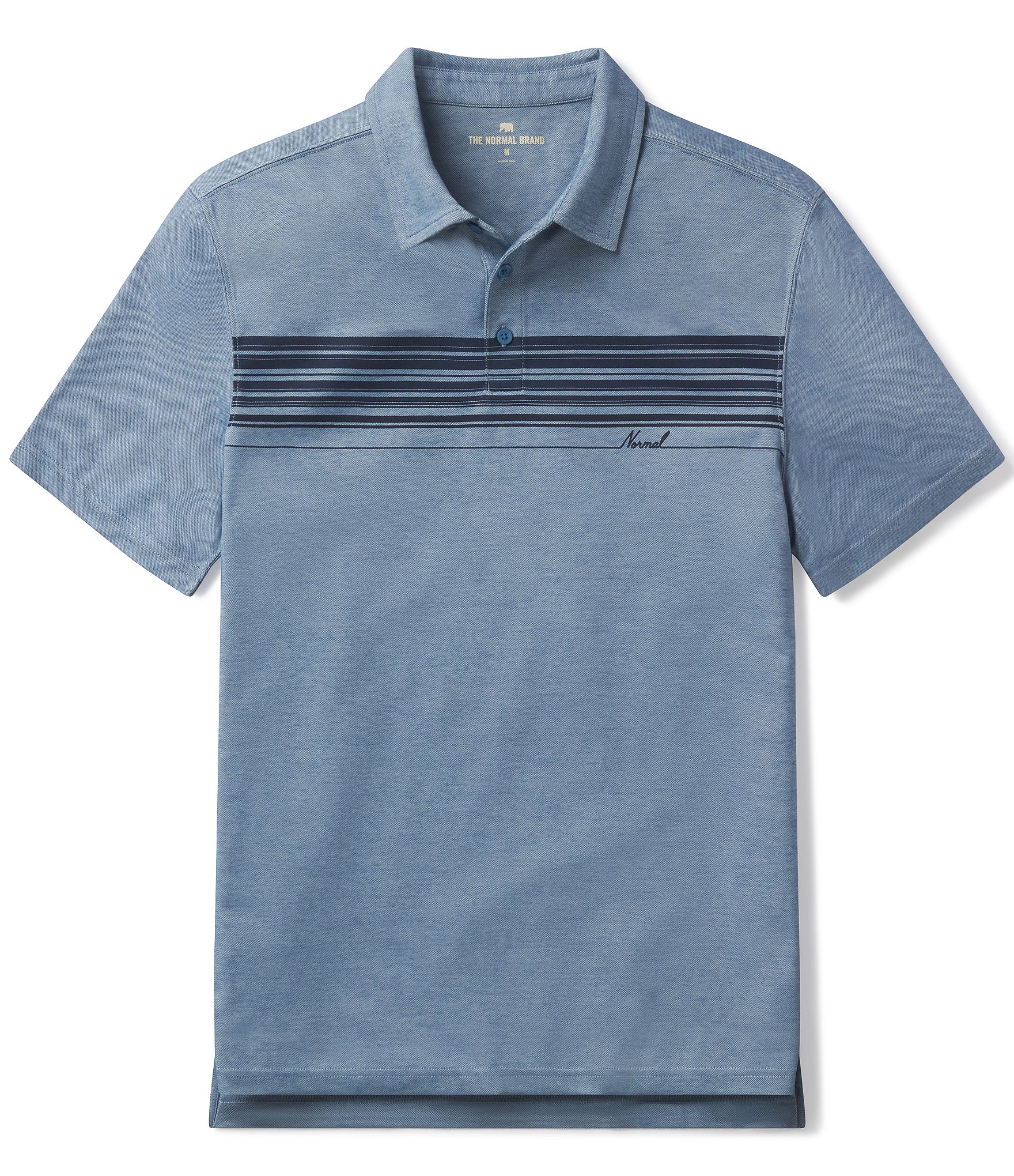 The Normal Brand Chip Pique Chest Stripe Short Sleeve Polo Shirt