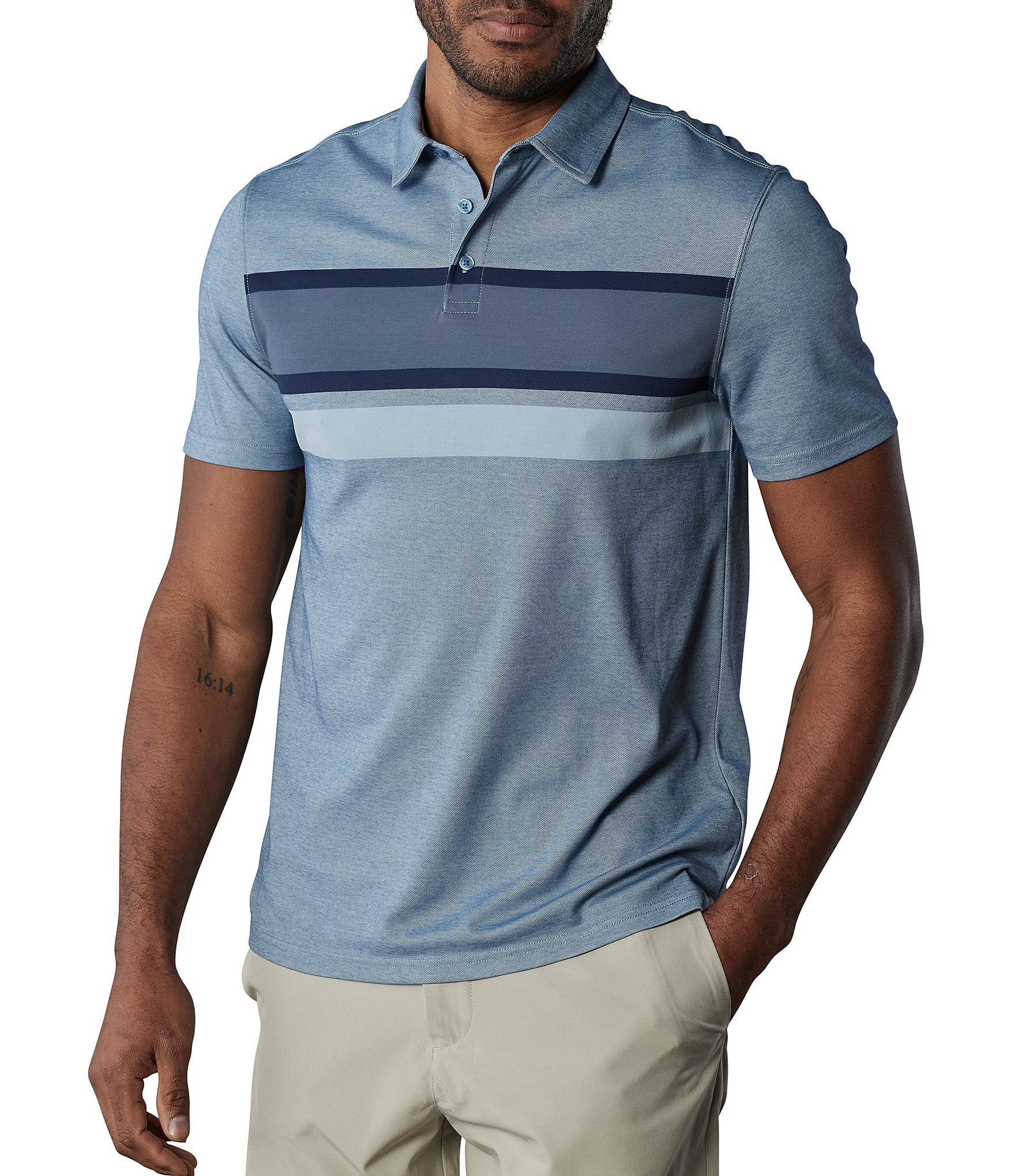 The Normal Brand Chip Pique Chest Stripe Short Sleeve Polo Shirt | Dillard's