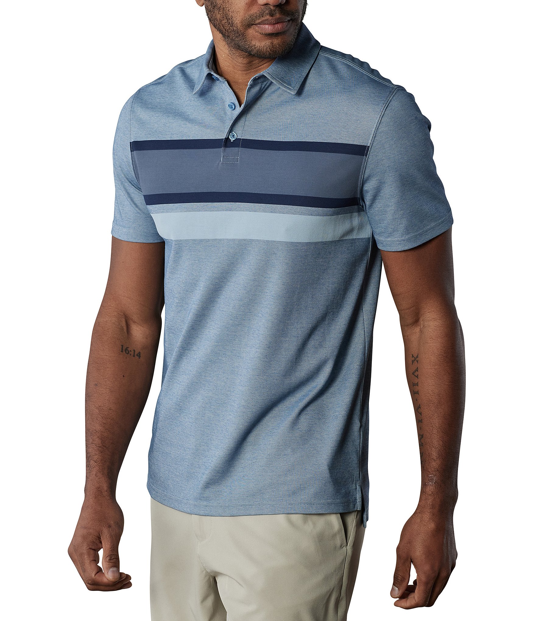 The Normal Brand Chip Pique Chest Stripe Short Sleeve Polo Shirt