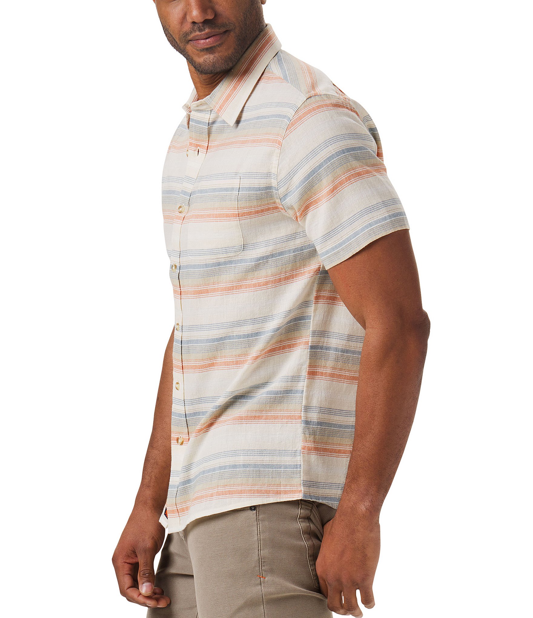 The Normal Brand Freshwater Stripe Short-Sleeve Woven Shirt