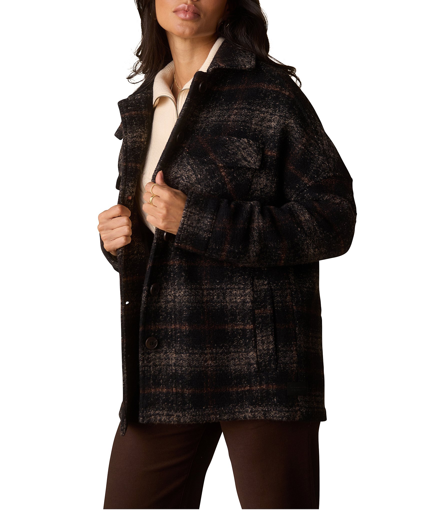 The Normal Brand Logan Lodge Soft Wool Blend Plaid Button Front Jacket