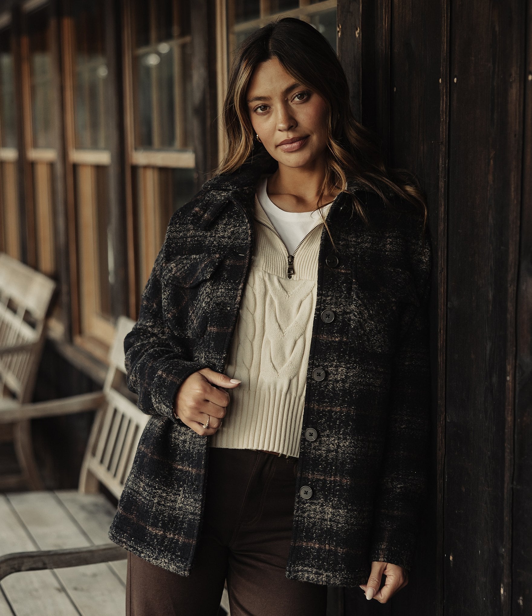 The Normal Brand Logan Lodge Soft Wool Blend Plaid Button Front Jacket