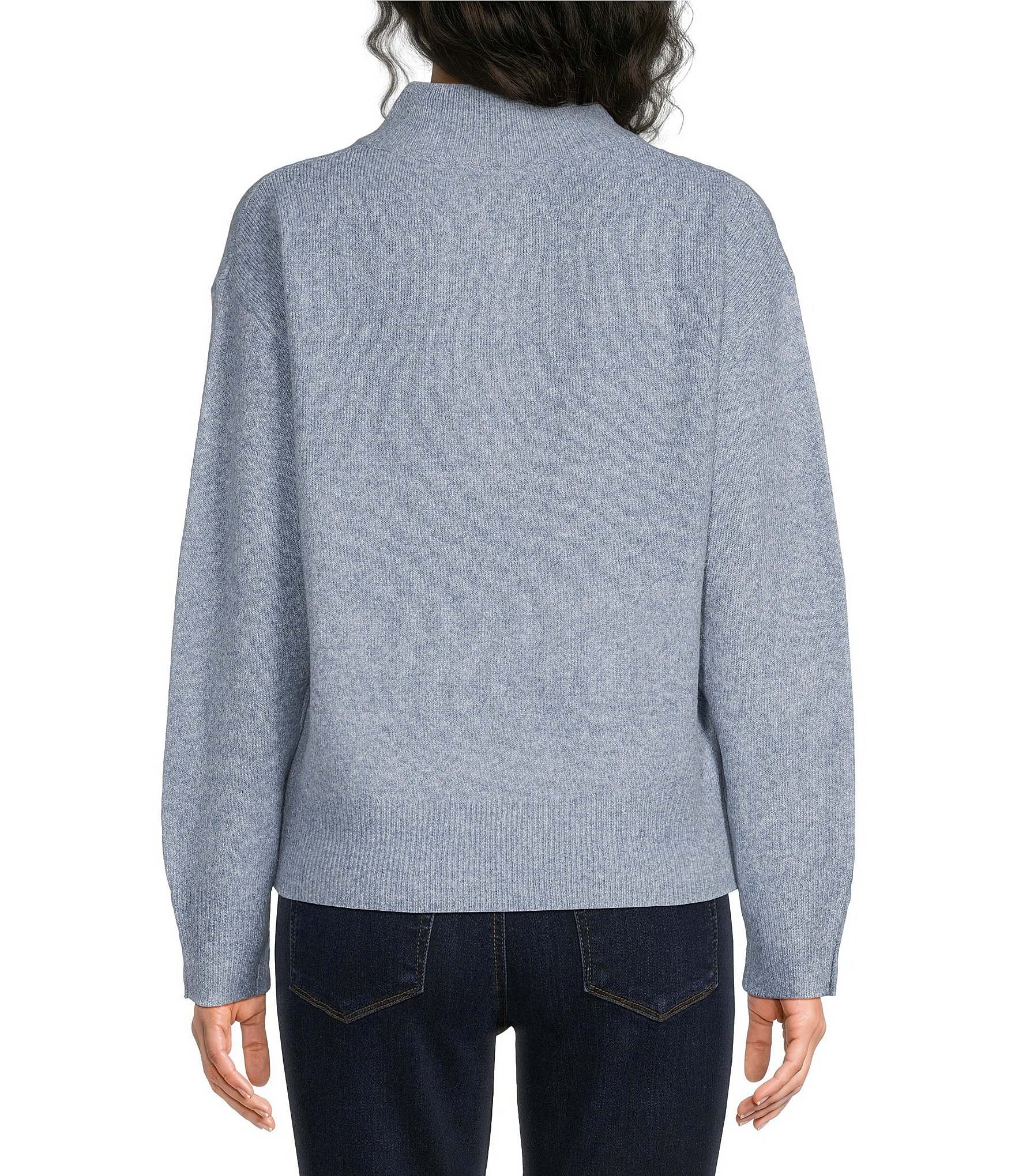 The Normal Brand Marianna Rib Knit Stand Collar Button Placket Popover Sweater