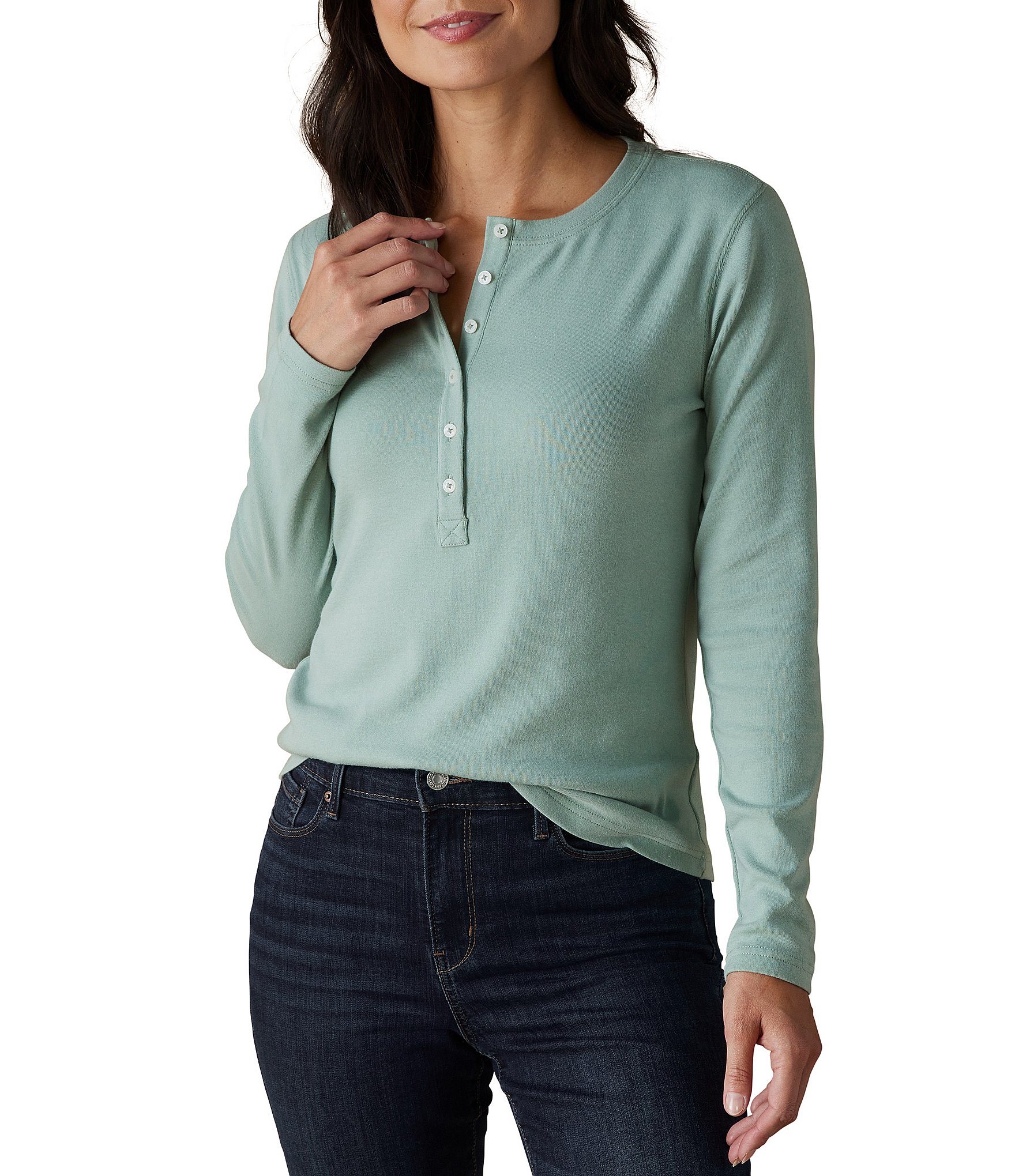 The Normal Brand Puremeso Long Sleeve Henley Neck Top | Dillard's