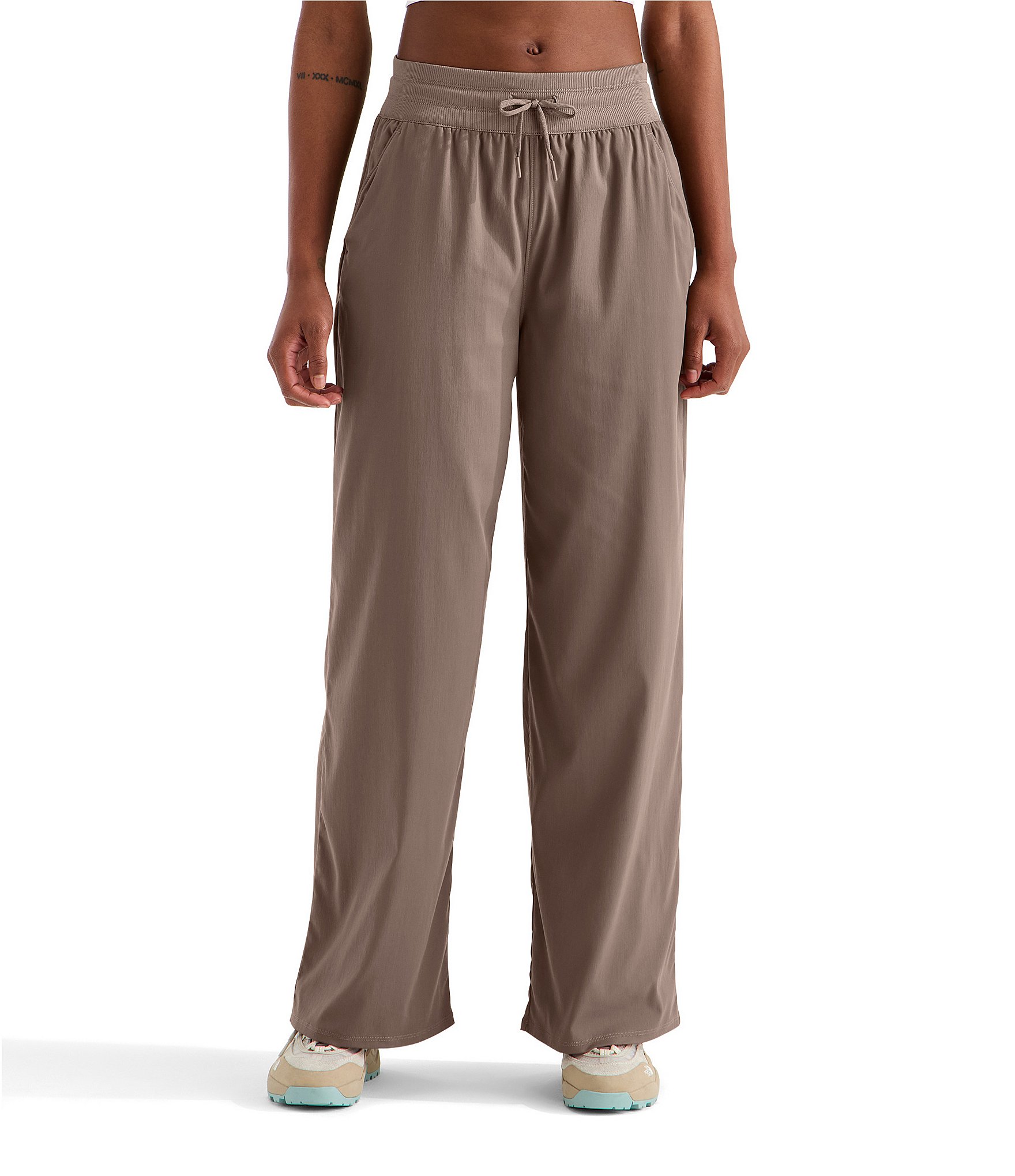 The North Face Aphrodite Arise Rib-Knit Waist Wide Leg Pull-On Pants