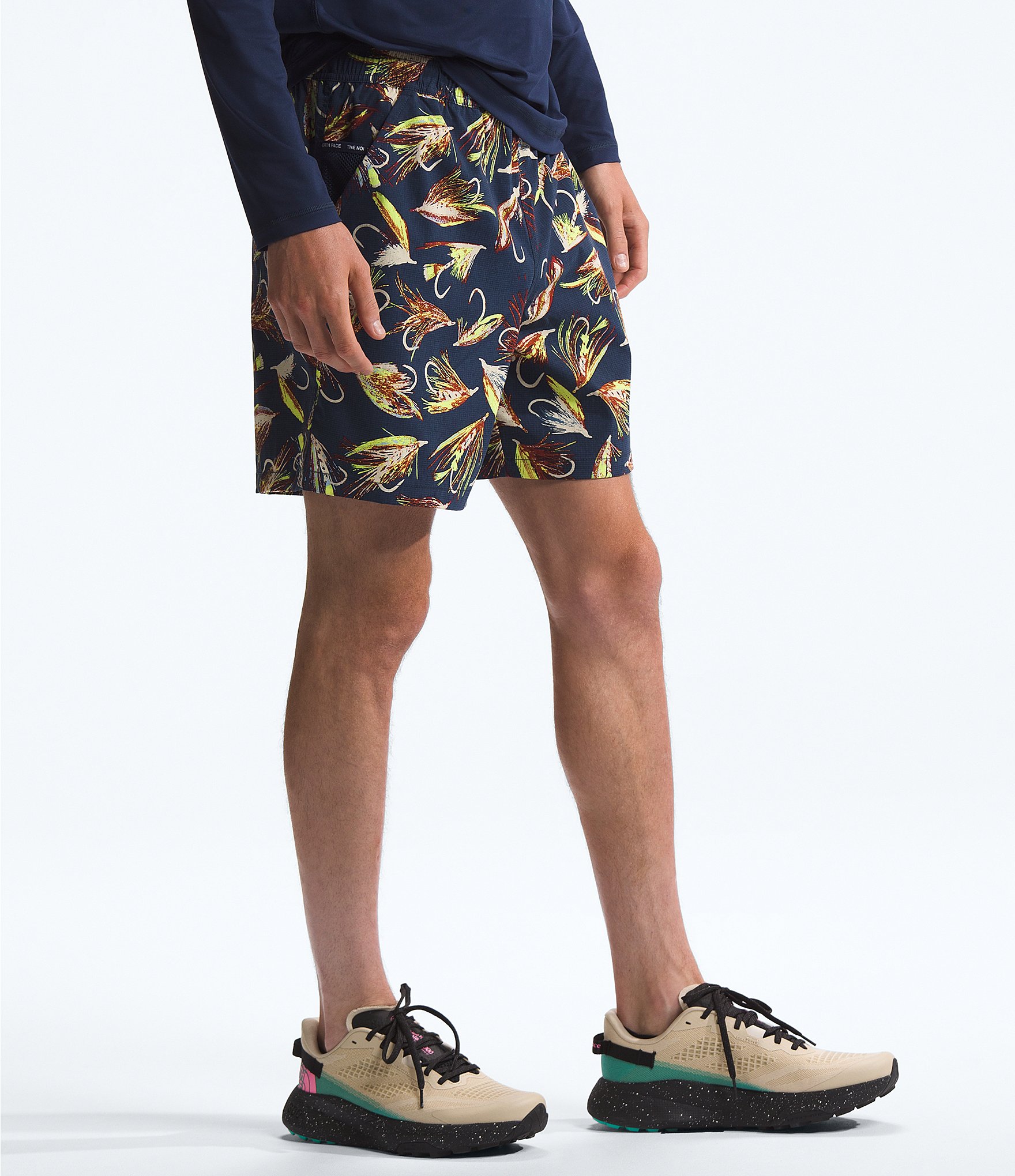 The North Face Class-V Pathfinder Hand Tied Fly Printed 7#double; Inseam Ripstop Shorts