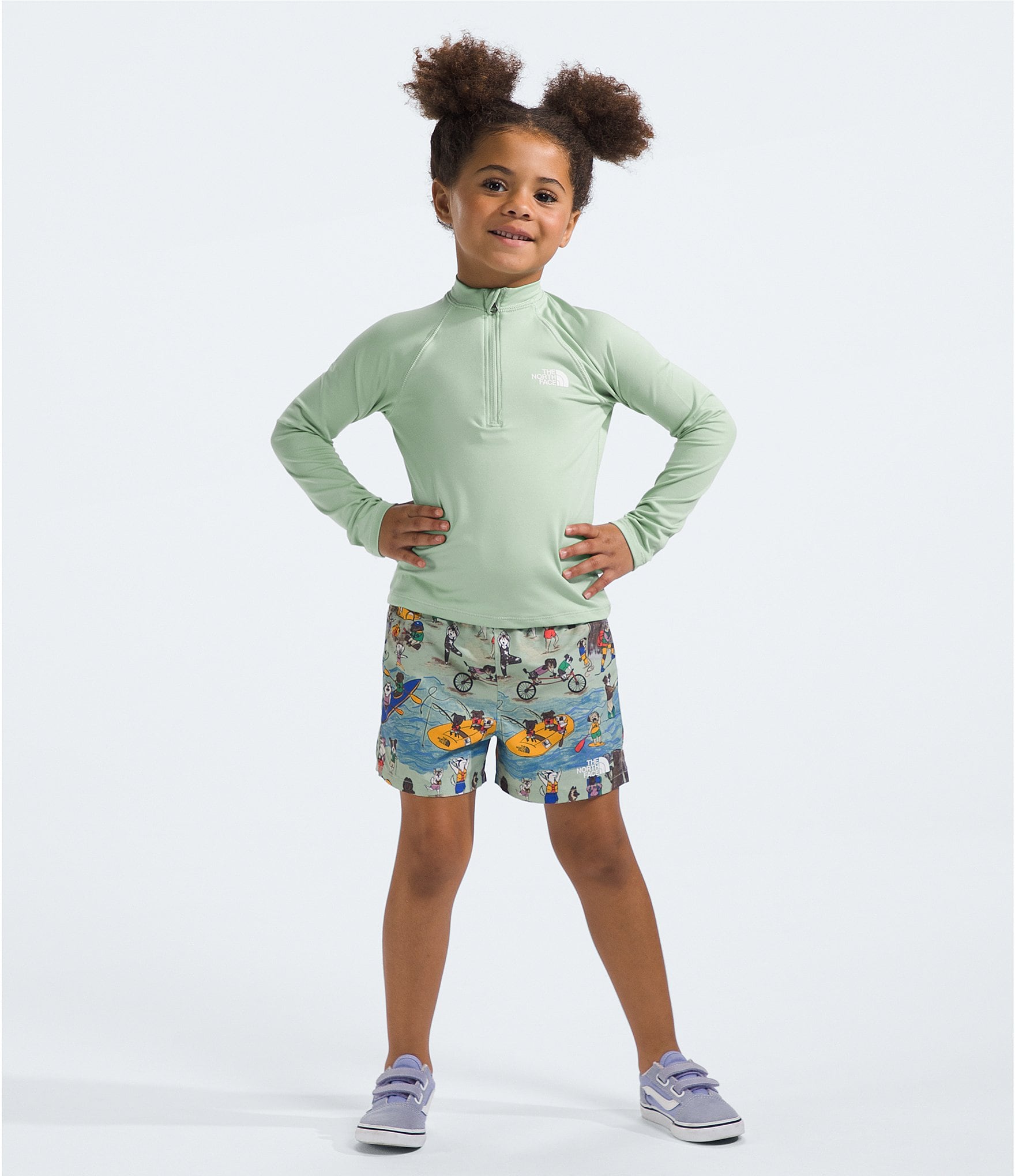 The North Face Little Kids 2T-7 Long Sleeve Amphibious Sun Tee and Shorts 2-Piece Set