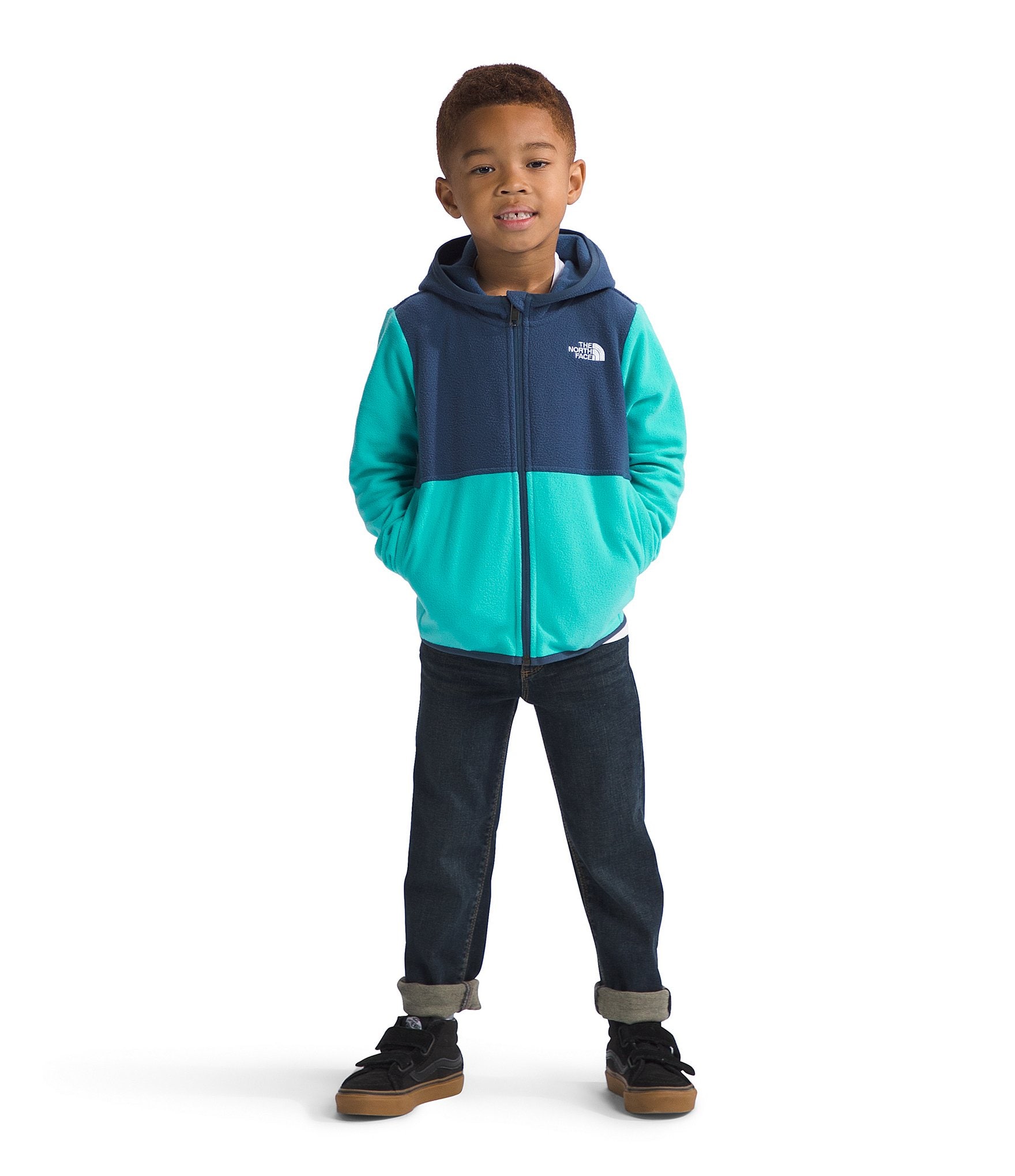 The North Face Little Kids 2T-7 Recycled Fleece Long Sleeve Glacier Full-Zip Hooded Jacket