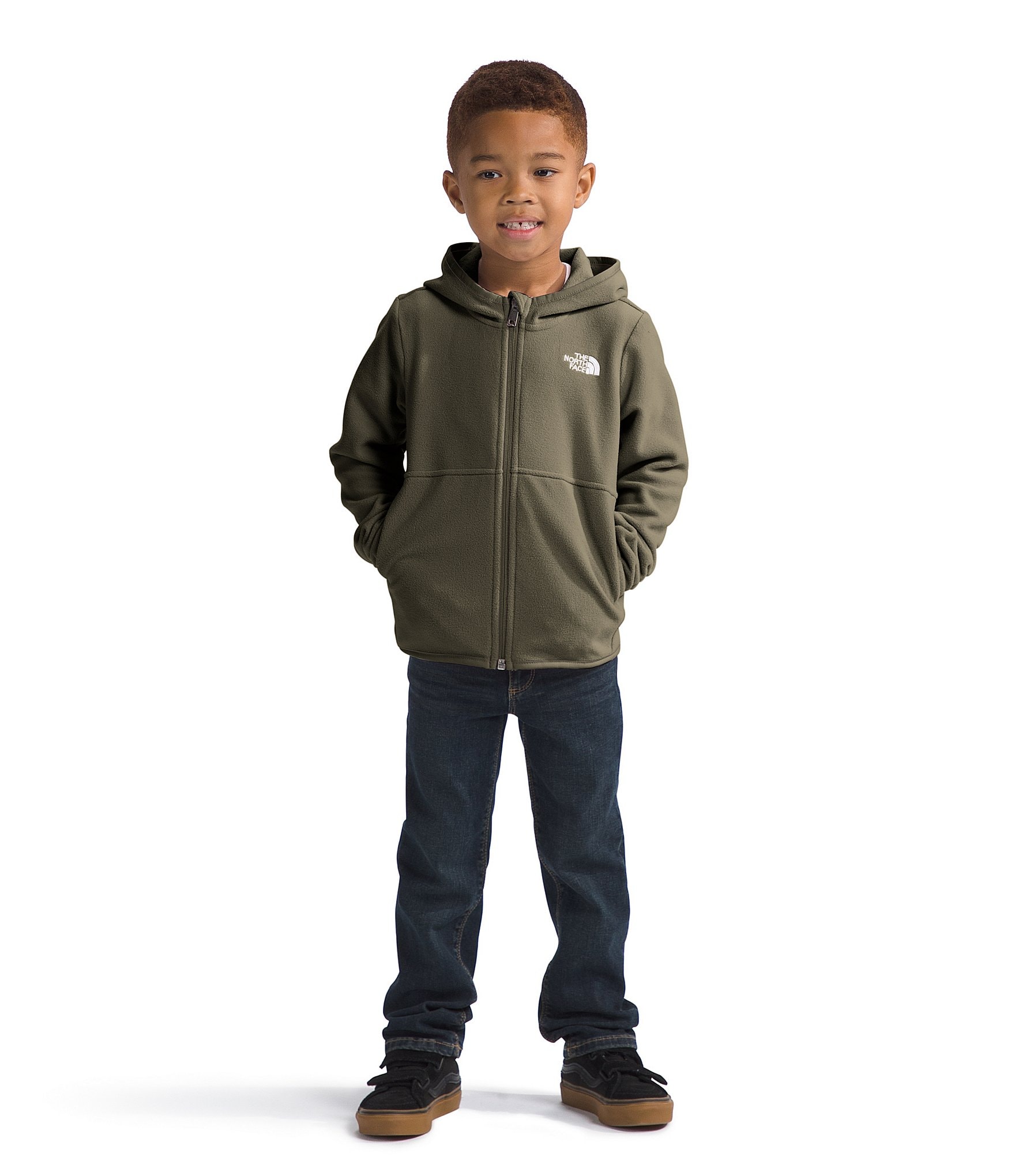 The North Face Little Kids 2T-7 Recycled Fleece Long Sleeve Glacier Full-Zip Hooded Jacket