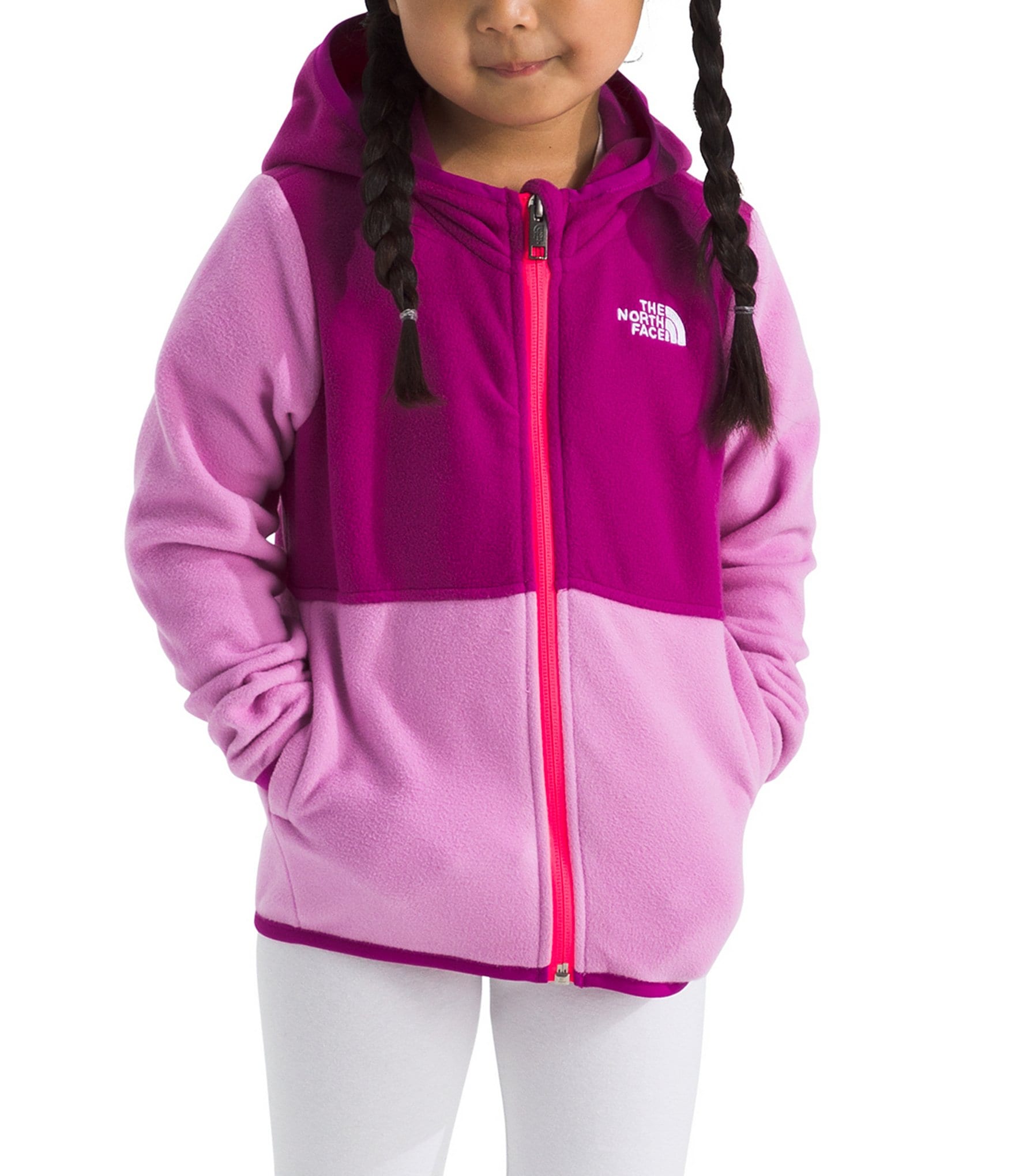 North face pink fleece jacket best sale