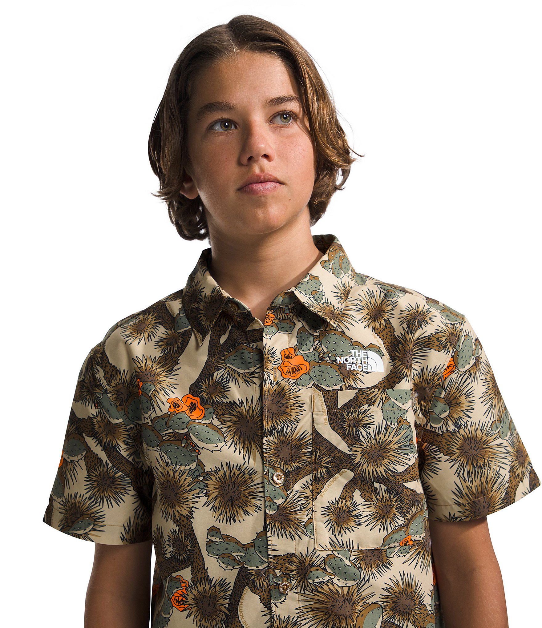 The North Face Little/Big Boys 6-16 Short Sleeve Button Down Amphibious Print Shirt