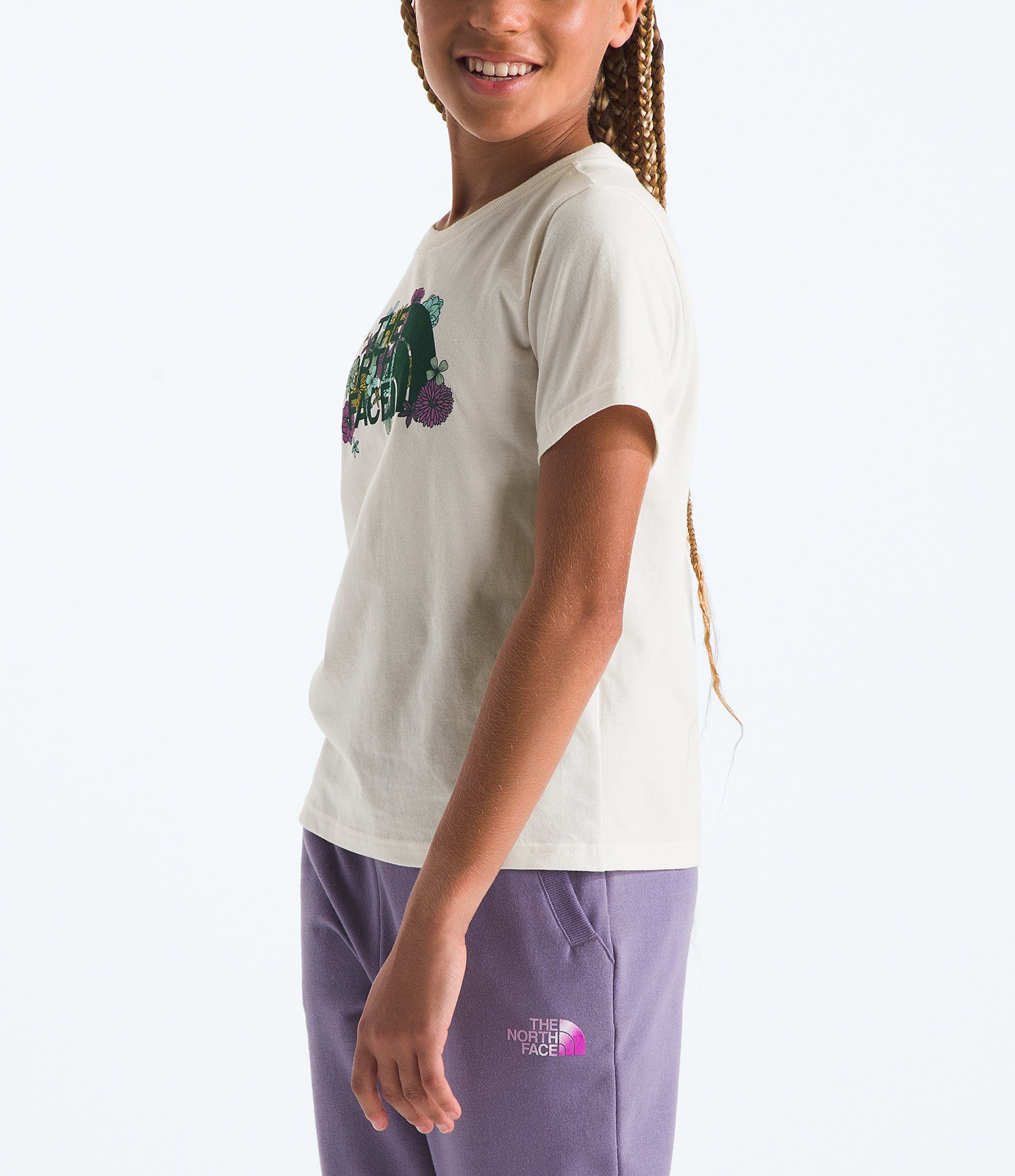 The North Face Little/Big Girls 6-16 Short Sleeve White Floral Logo T-Shirt