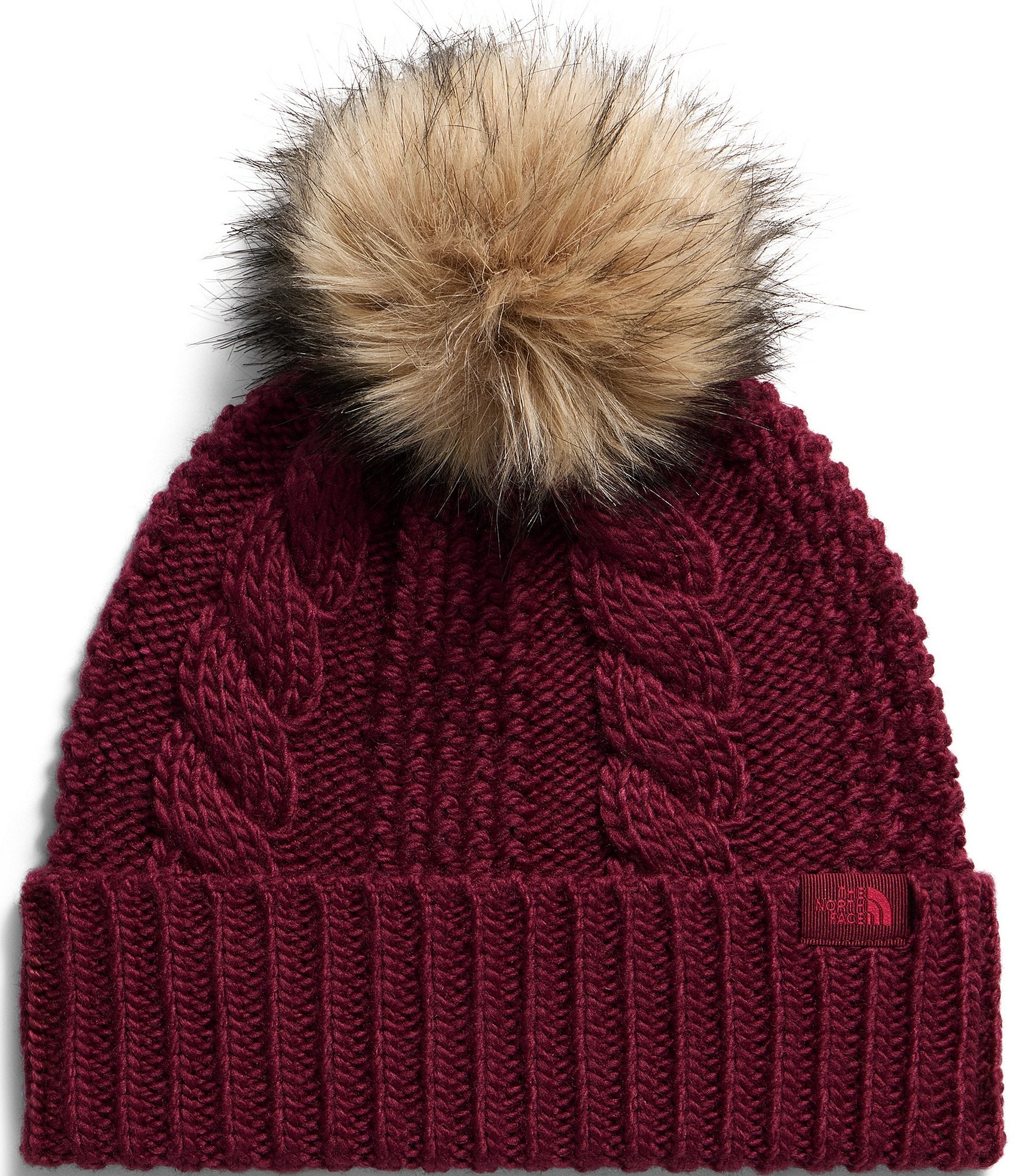 The North Face Oh Mega Fur Pom Cable Knit Beanie