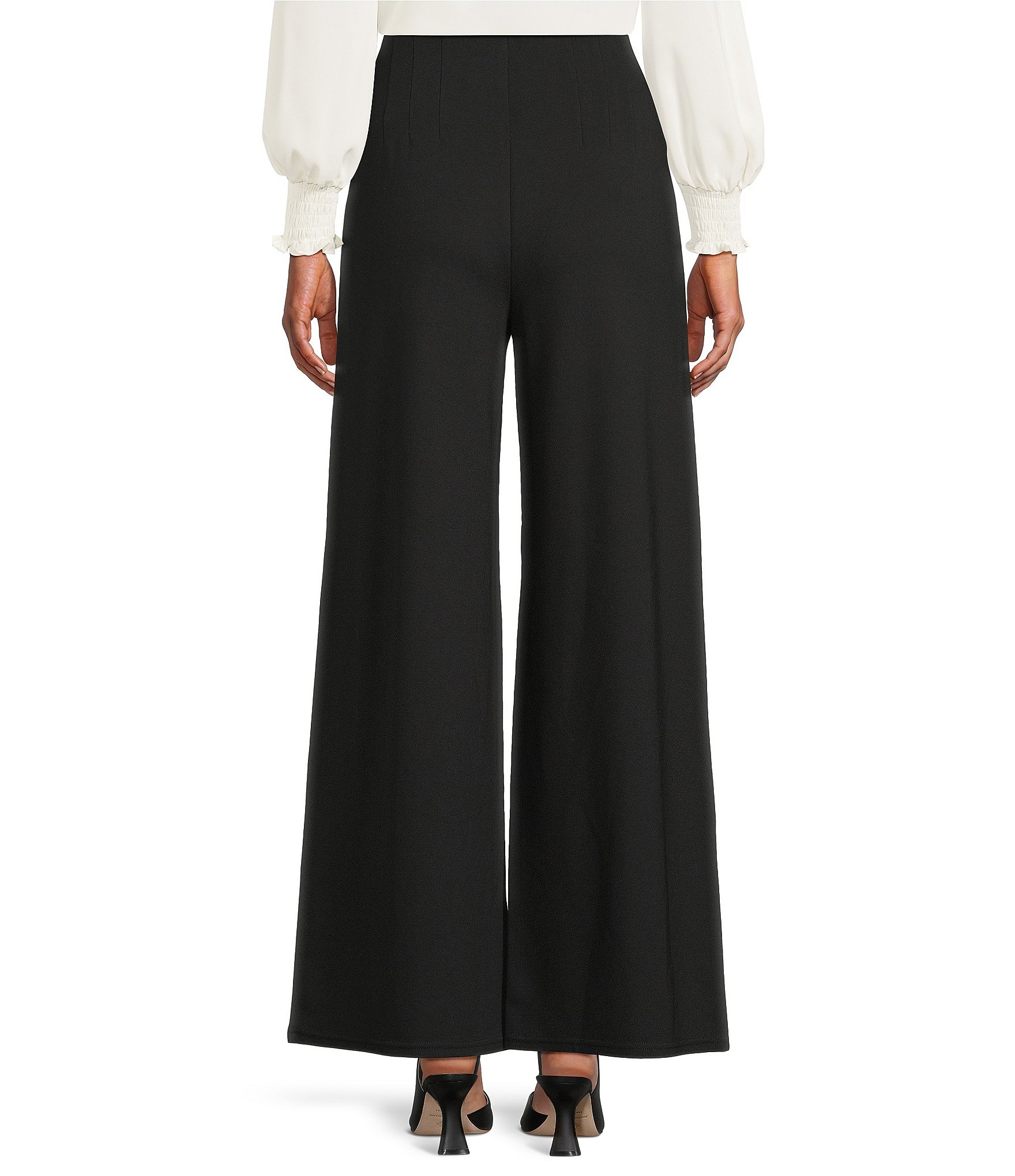 the Petite Size Slim Factor fit Lightweight Ponte Knit No Waist Wide Leg Pants
