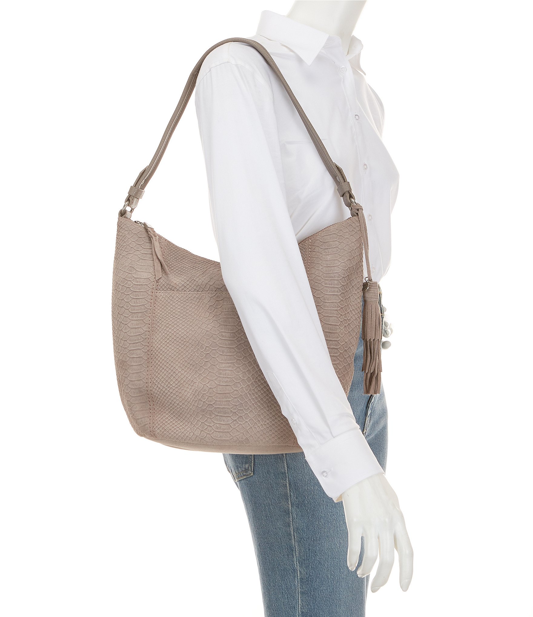 The Sak Sequoia Croco Suede Hobo Bag