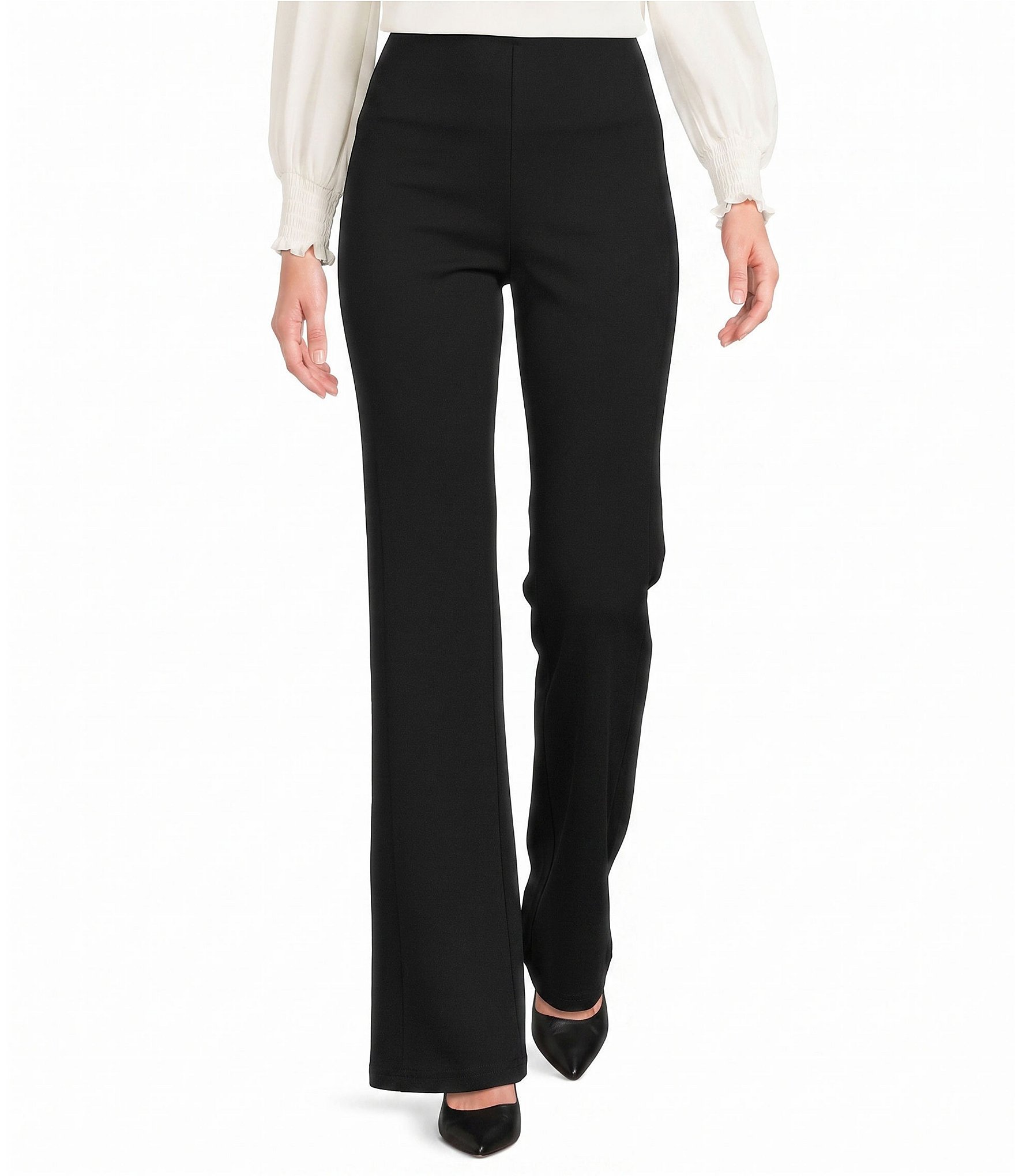 the Slim Factor fit Stretch Ponte Knit No Waist Flare Leg Pants