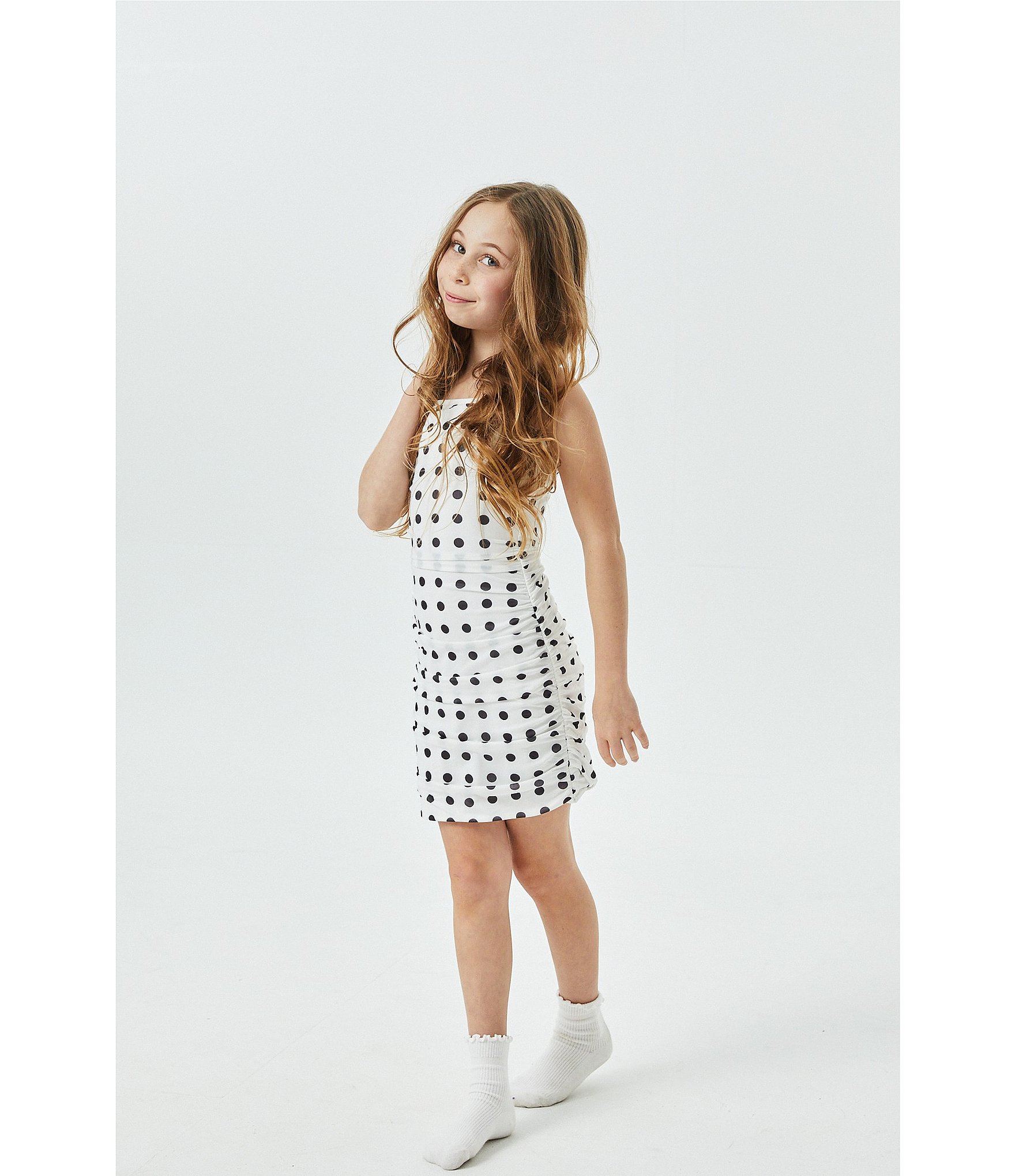 Theme NYC Noemi Sleeveless Polka-Dot Mesh Mini Dress
