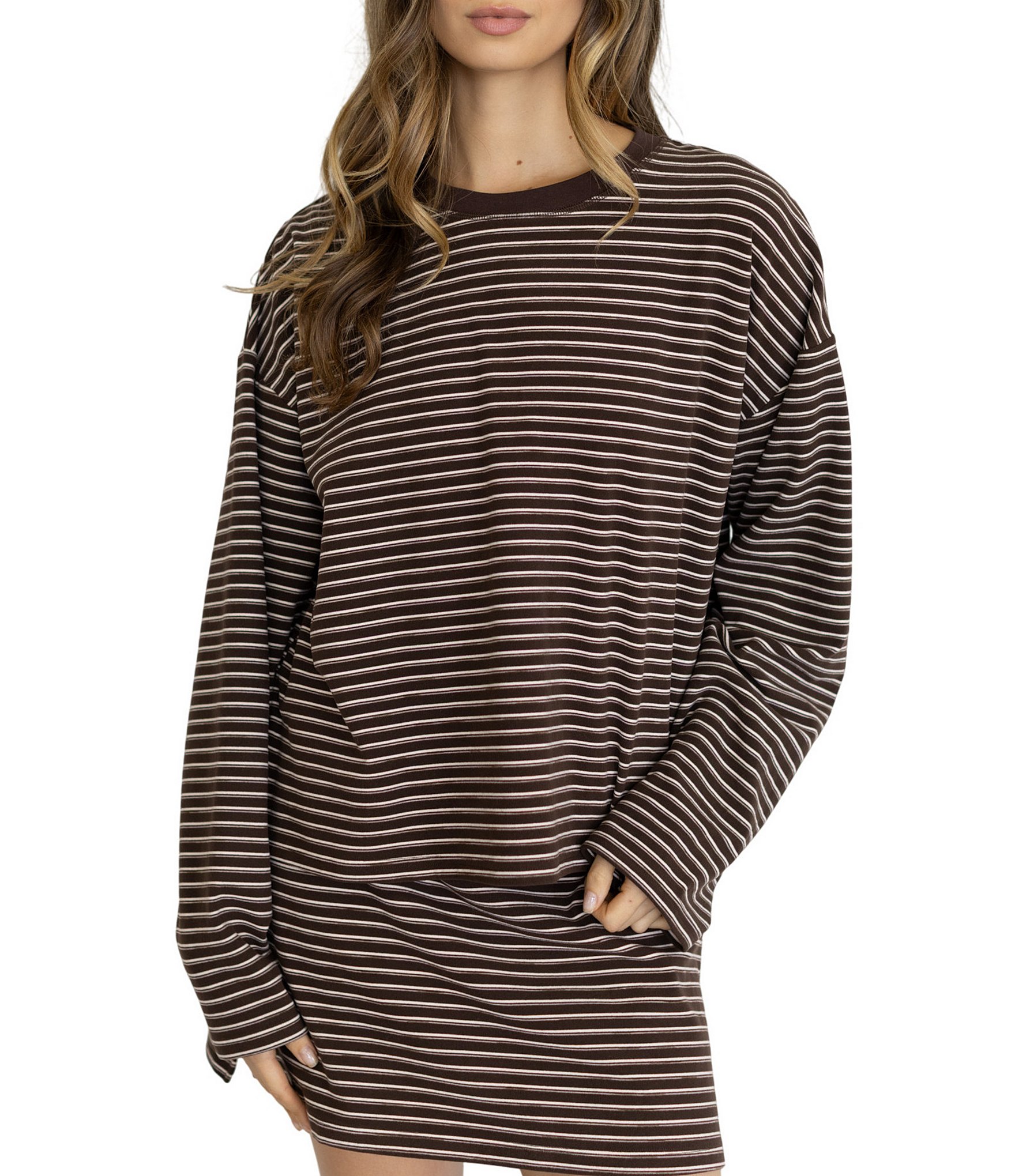Things Between Knit Boxy Stripe Long Sleeve Coordinating Shirt