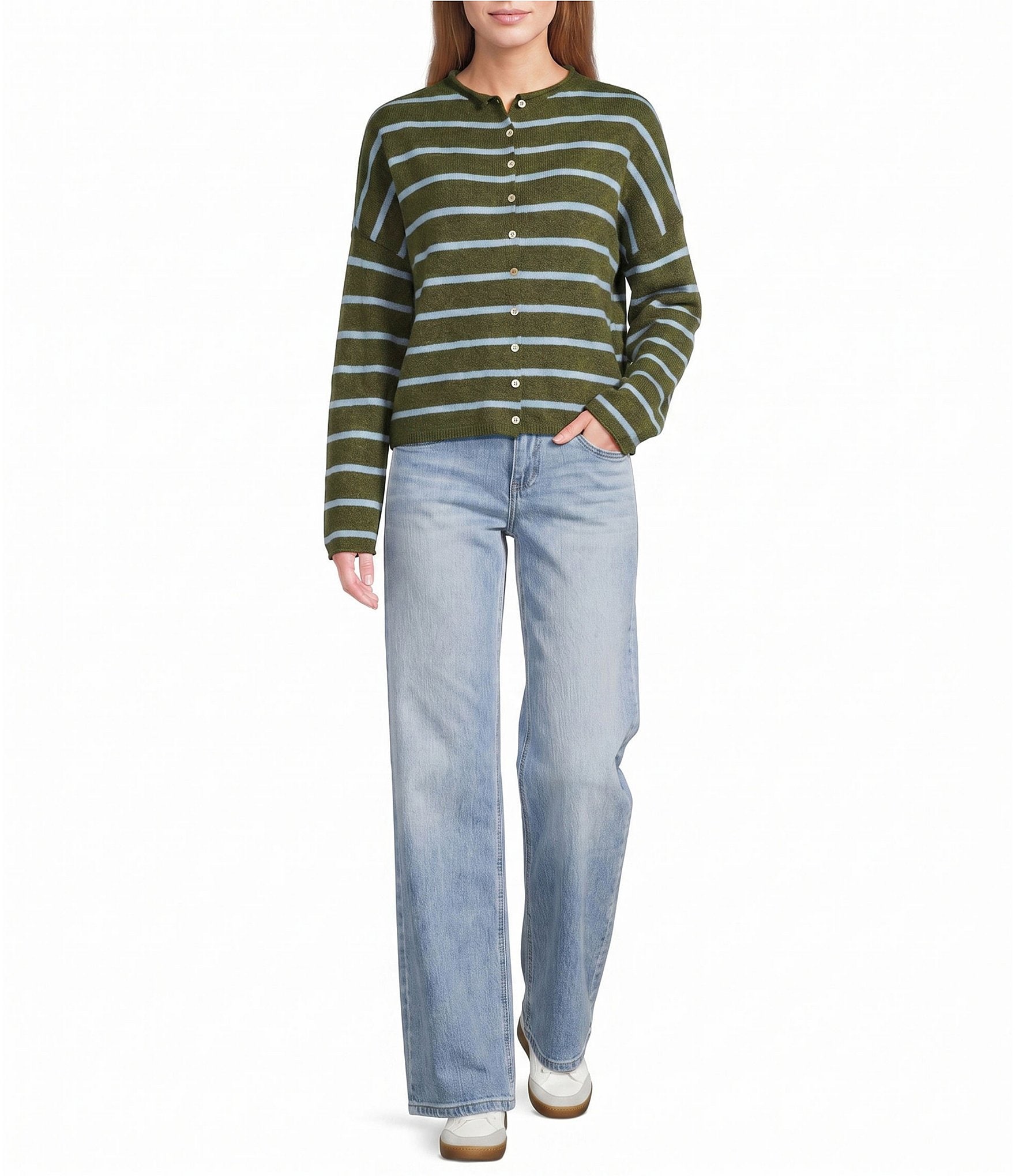 Things Between Piper Stripe Button Front Cardigan