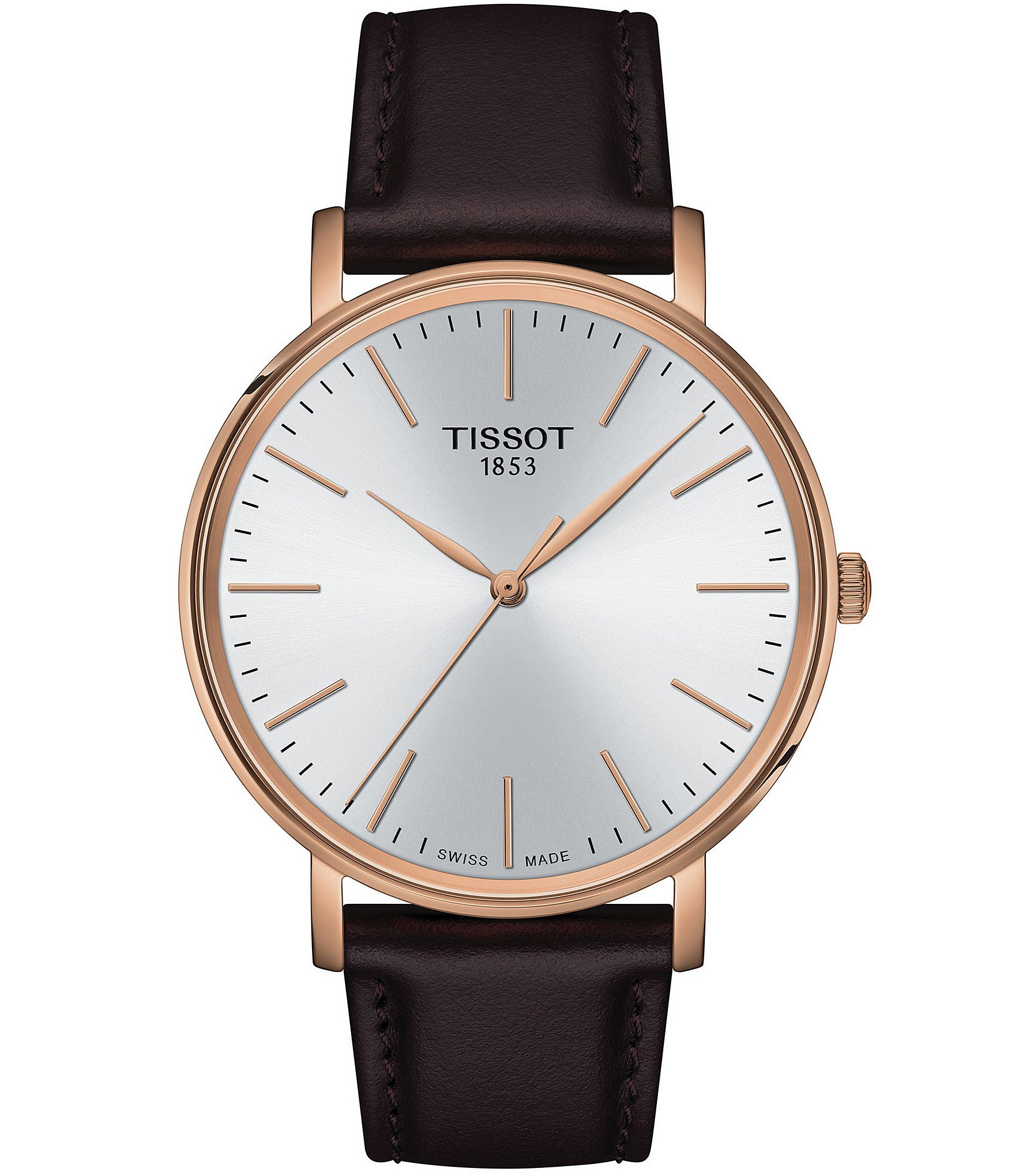 Tissot Men s Everytime Quartz Analog Brown Leather Strap Watch