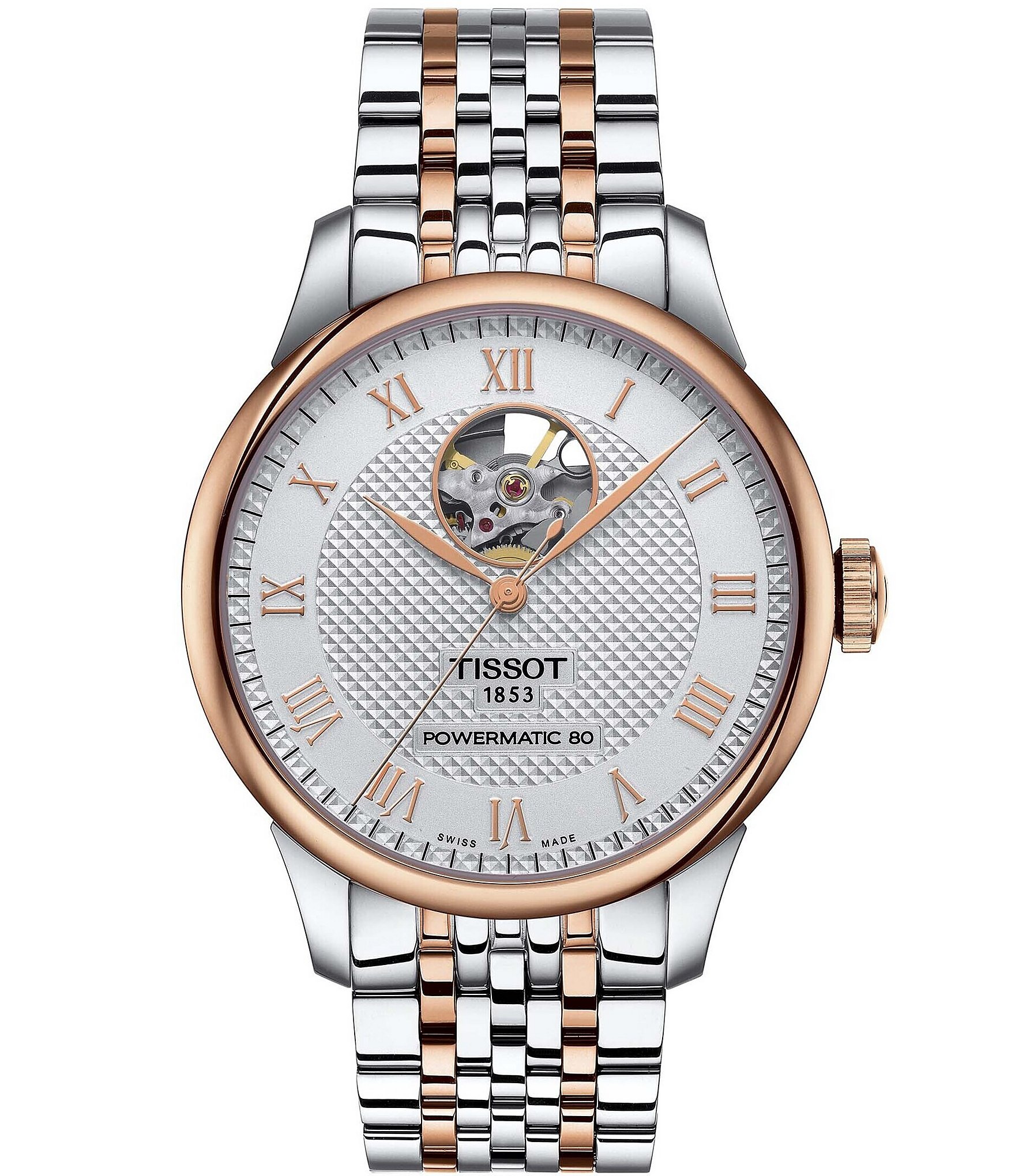 Tissot Men's Le Locle Powermatic 80 Open Heart Automatic Two Tone Stainless Steel Bracelet Watch