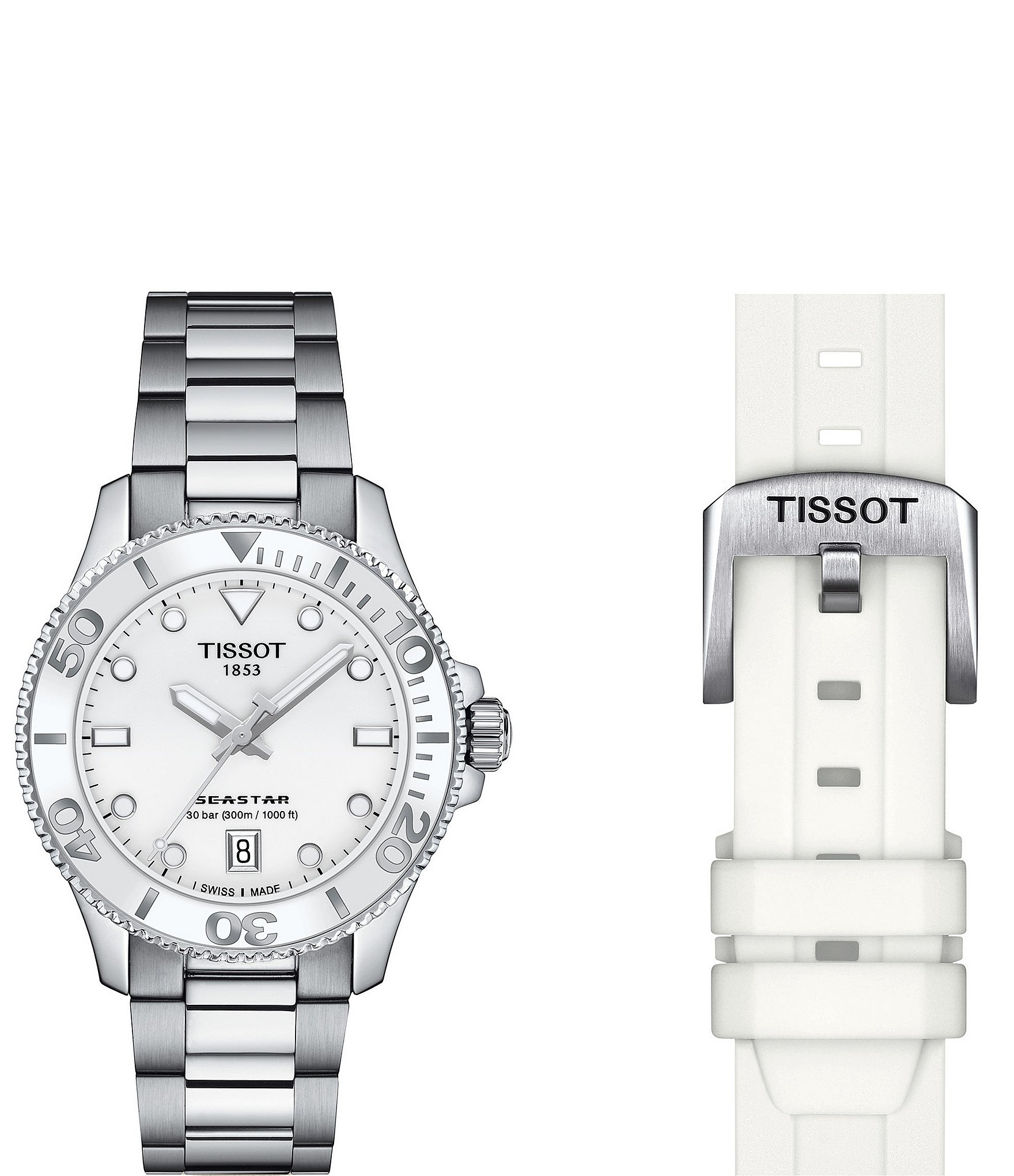 Tissot Unisex Seastar 1000 Quartz Analog Stainless Steel Silver Bracelet Watch