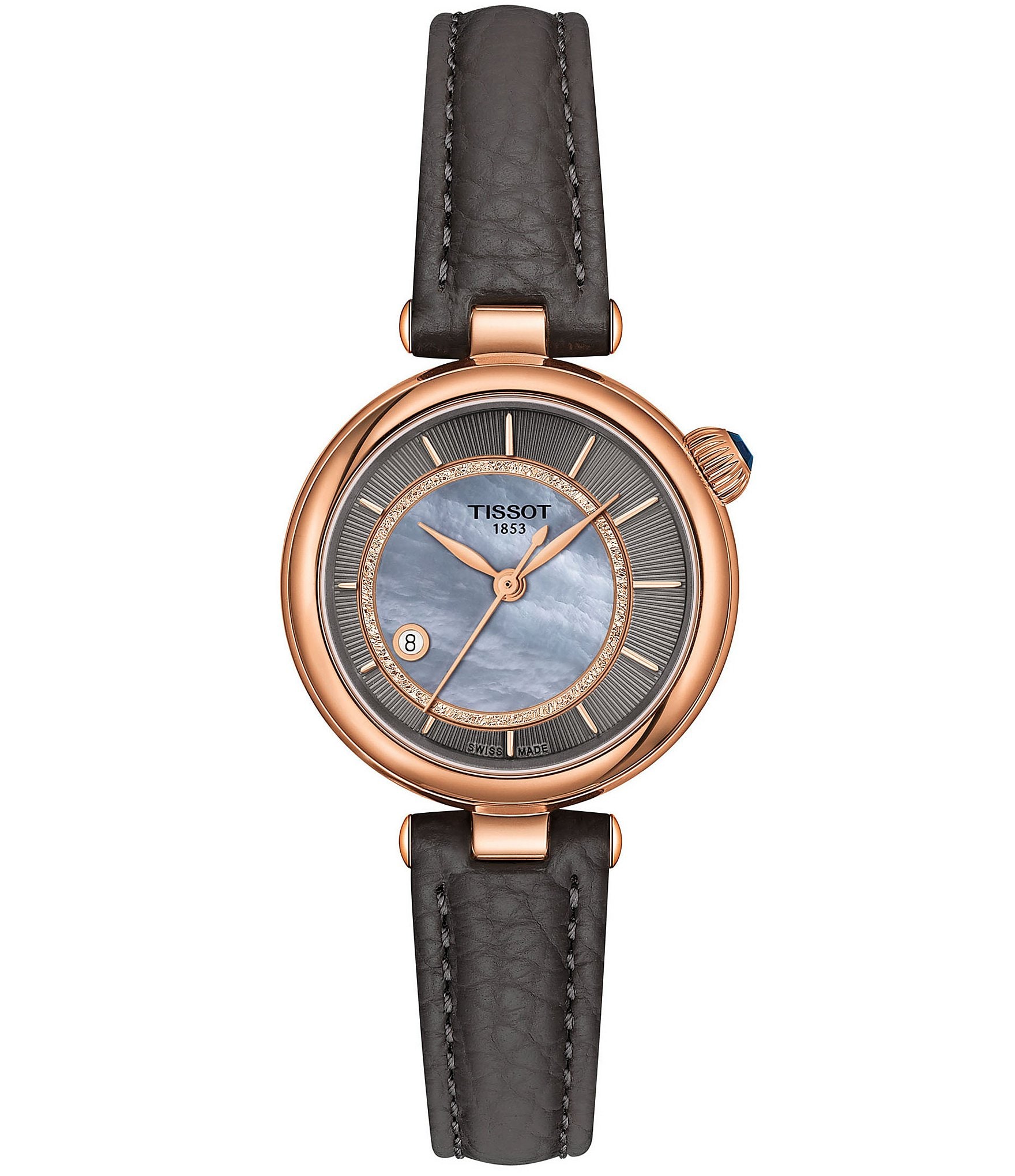 Tissot Women's Desir Automatic Grey Leather Strap Watch