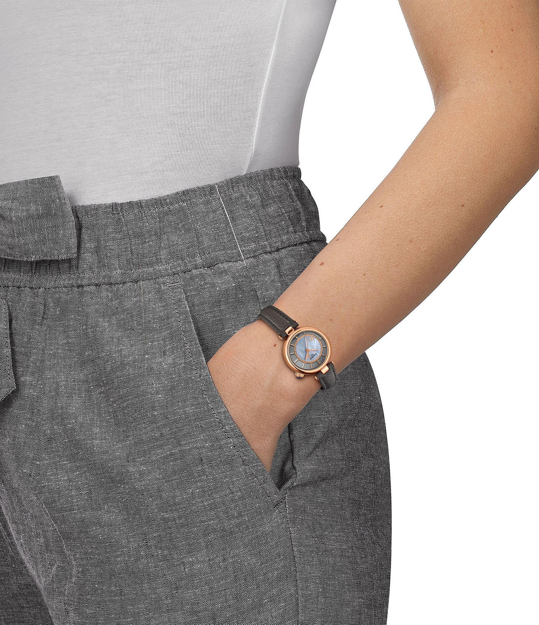 Tissot Women's Desir Automatic Grey Leather Strap Watch