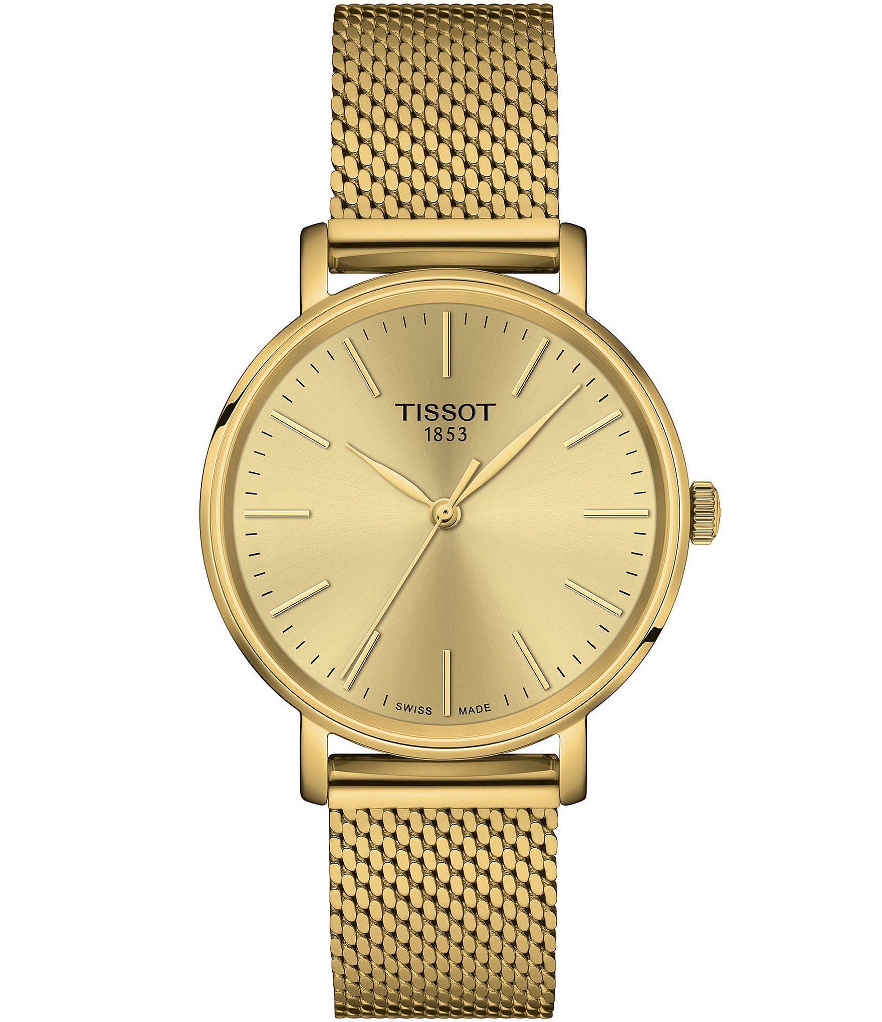 Tissot Women's Everytime Quartz Analog Gold Mesh Stainless Steel Bracelet Watch