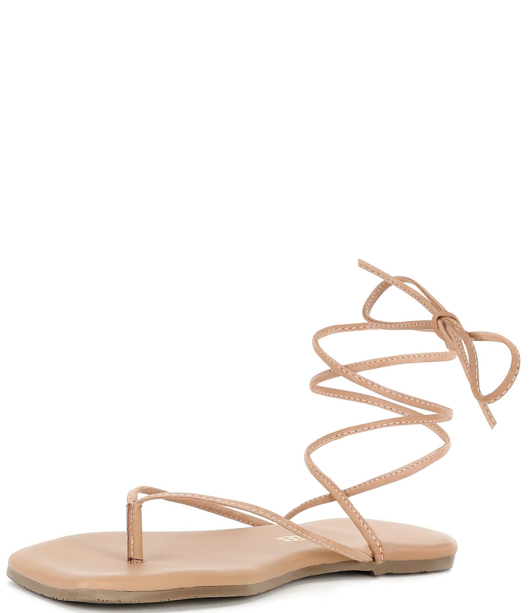 TKEES Lily Square Toe Ankle Strap Thong Sandals