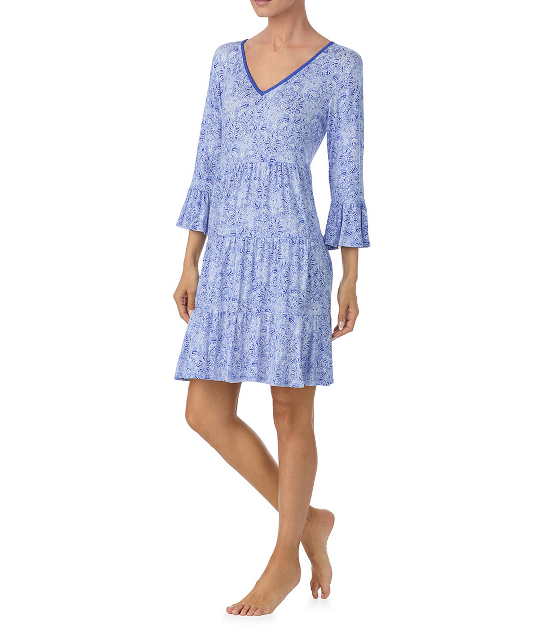 Tommy Bahama 3/4 Sleeve V-Neck Printed Nightshirt