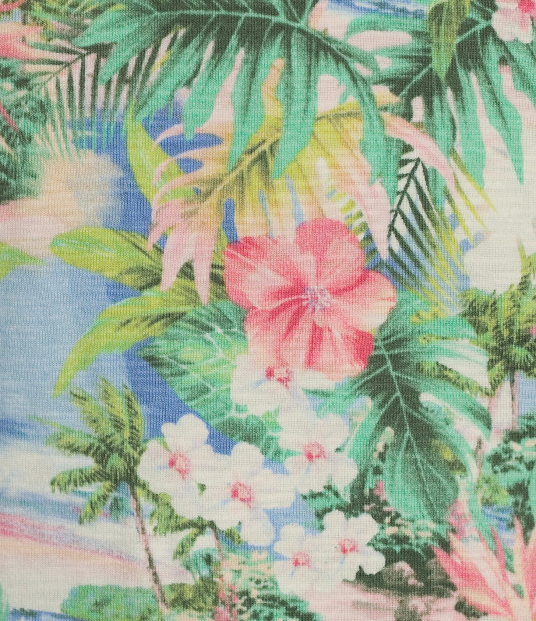 Tommy Bahama Ashby Isles Ocean Vida Tropical Printed Slub Rib V-Neck 3/4 Sleeve Tee