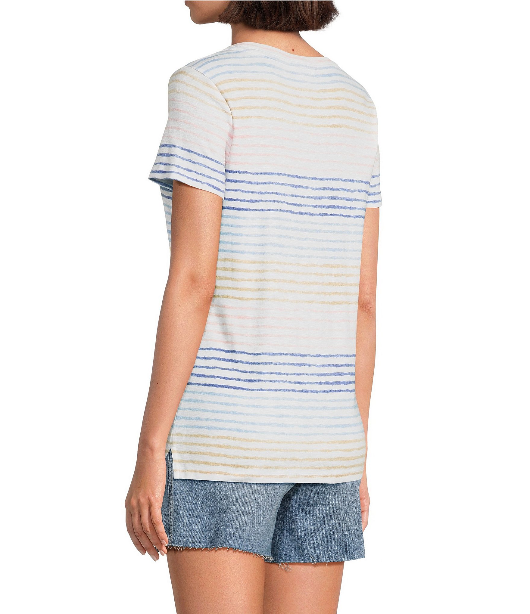 Tommy Bahama Ashby Isles Seabright Stripe Slub Ribbed Knit Crew Neck Short Sleeve Tee