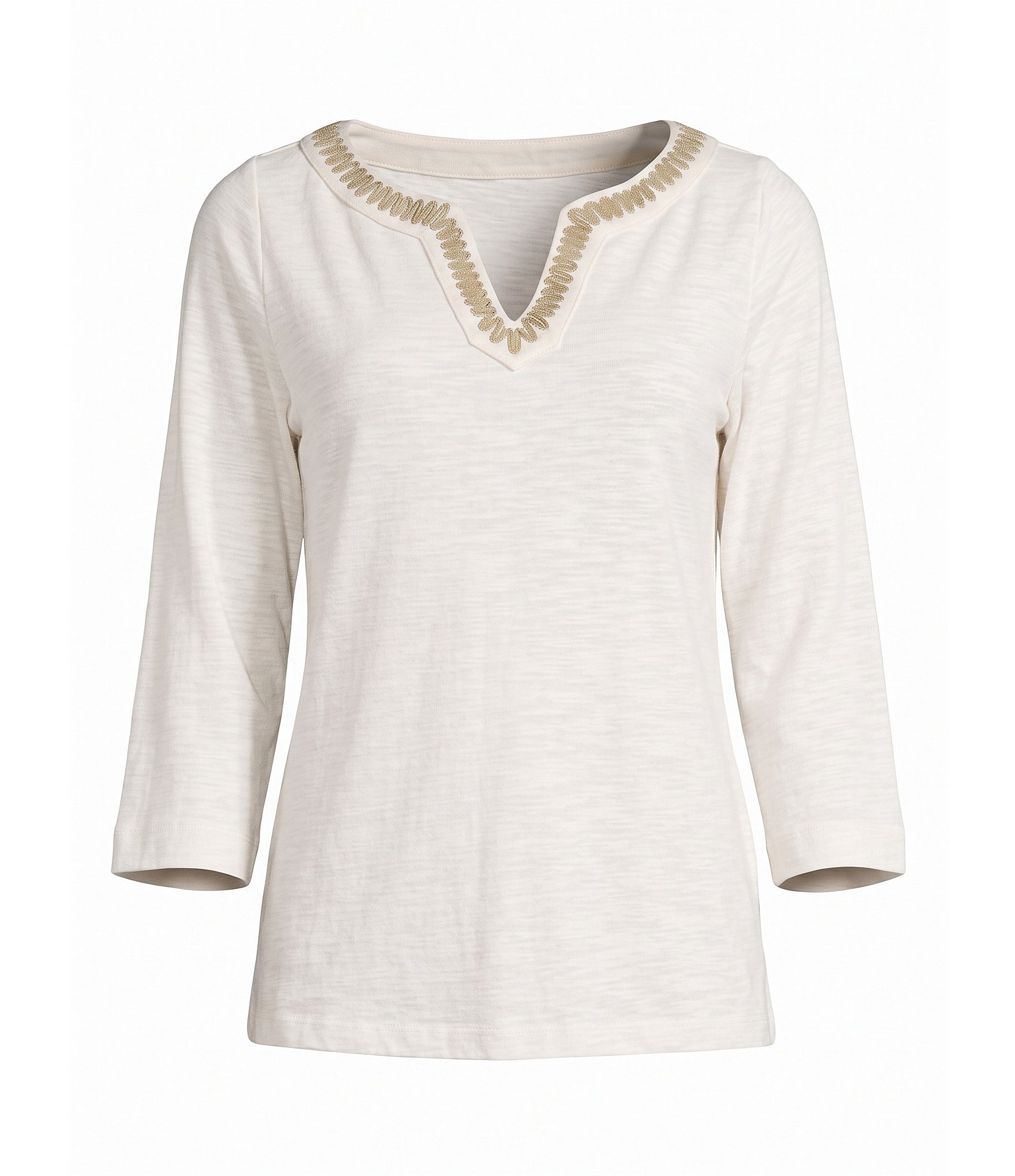 Tommy Bahama Ashby Rib Knit Split V-Neck Long Sleeve Tunic