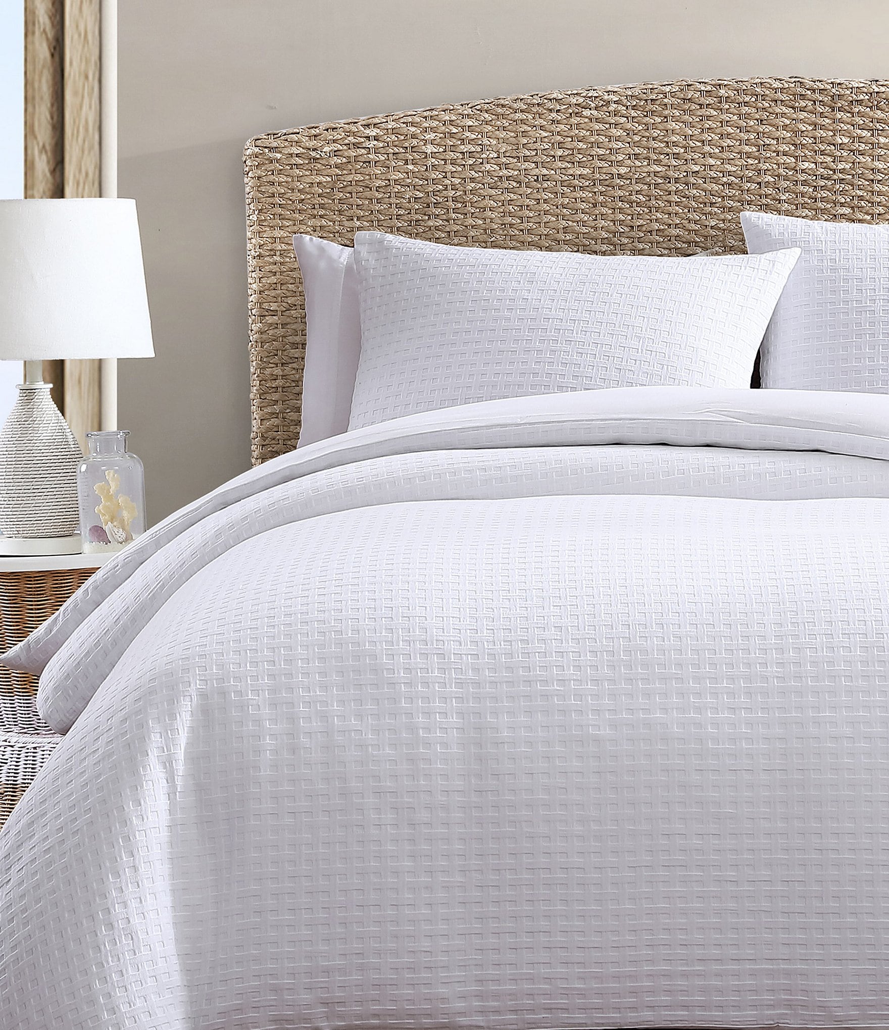 Tommy Bahama Basketweave Solid Cotton Duvet Cover Mini Set