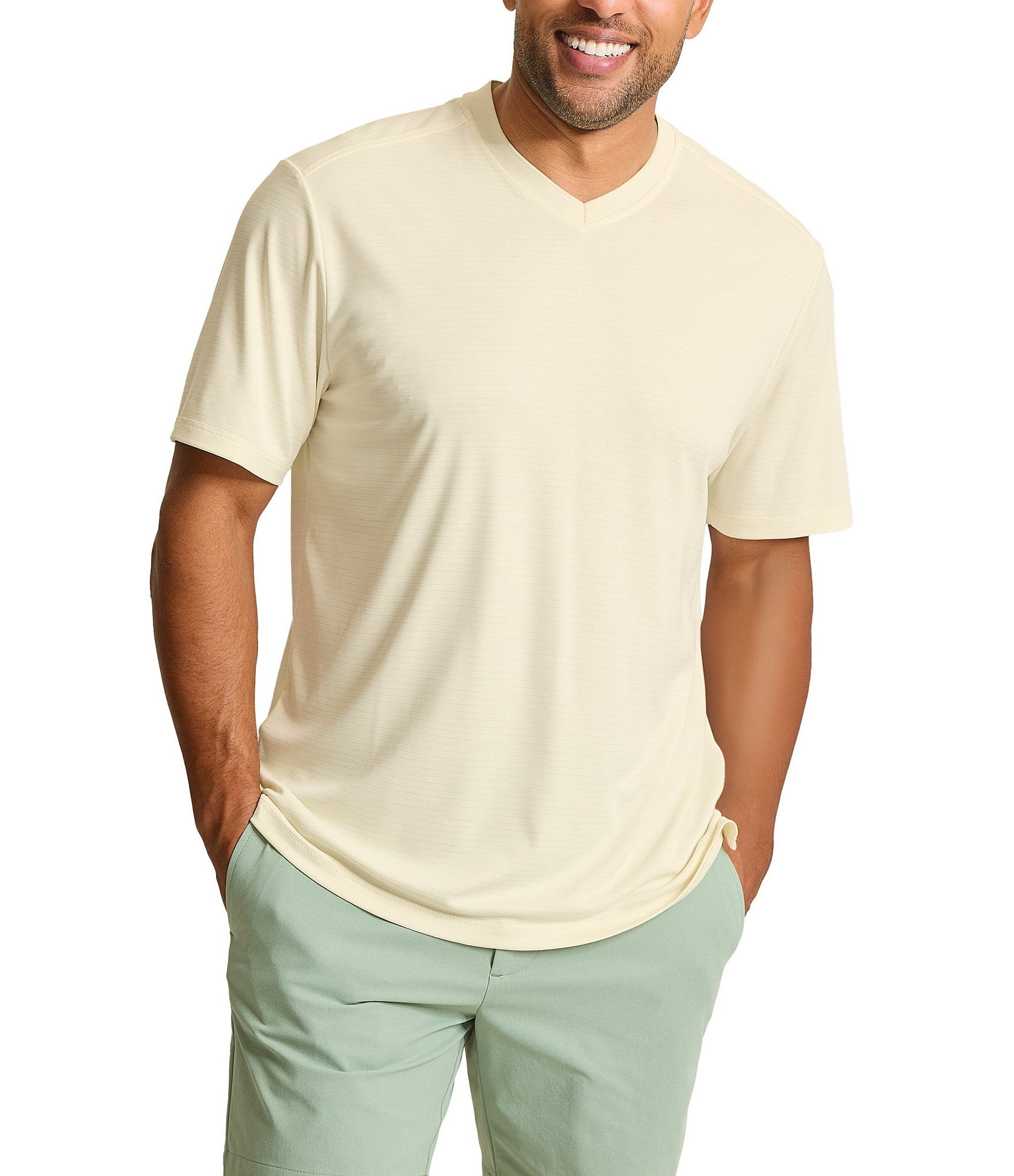 Tommy Bahama Bay Stripe V-Neck Short Sleeve T-Shirt