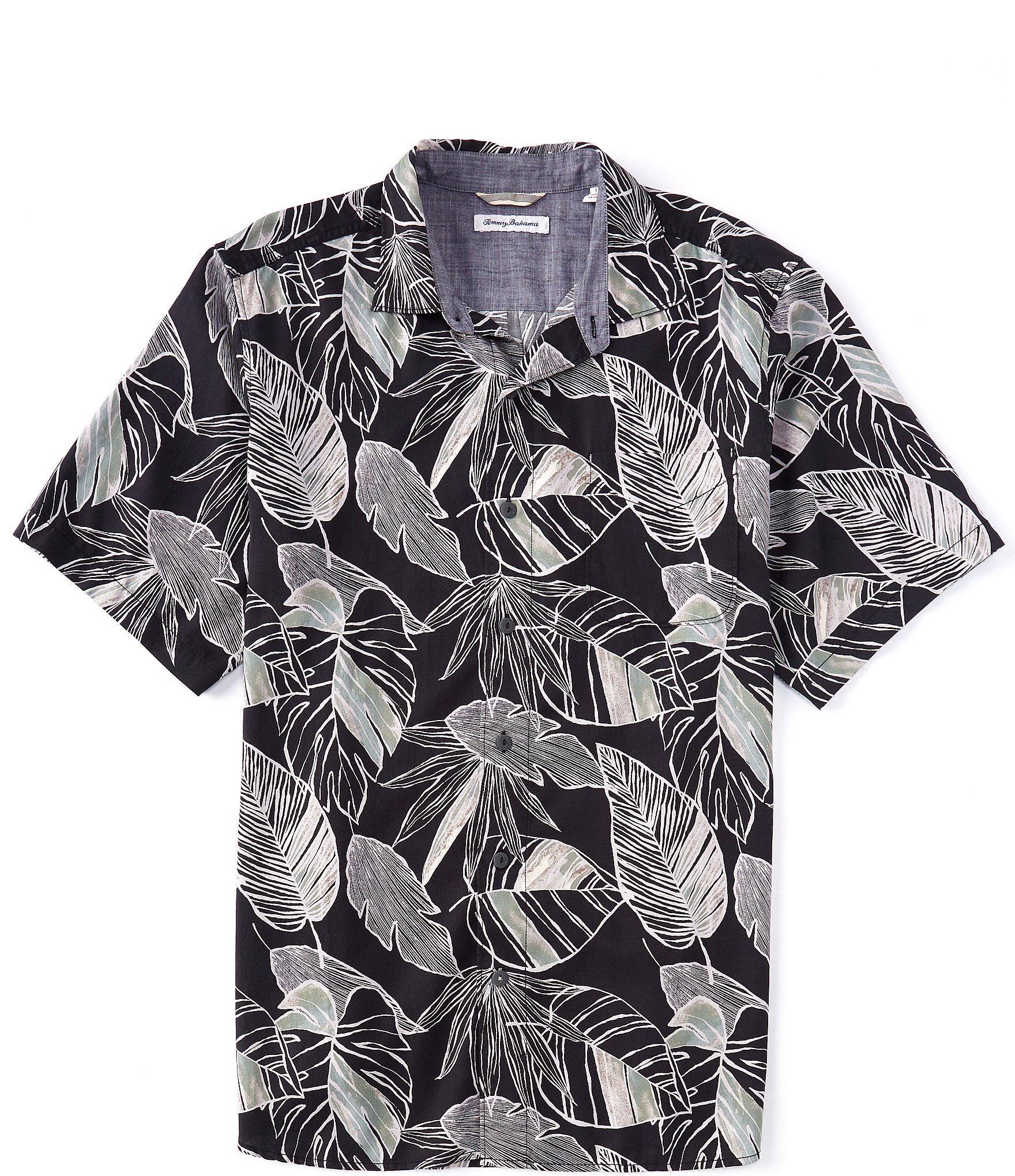 Tommy Bahama Big & Tall Bonita Cove Leaf Print Short-Sleeve Woven Shirt ...