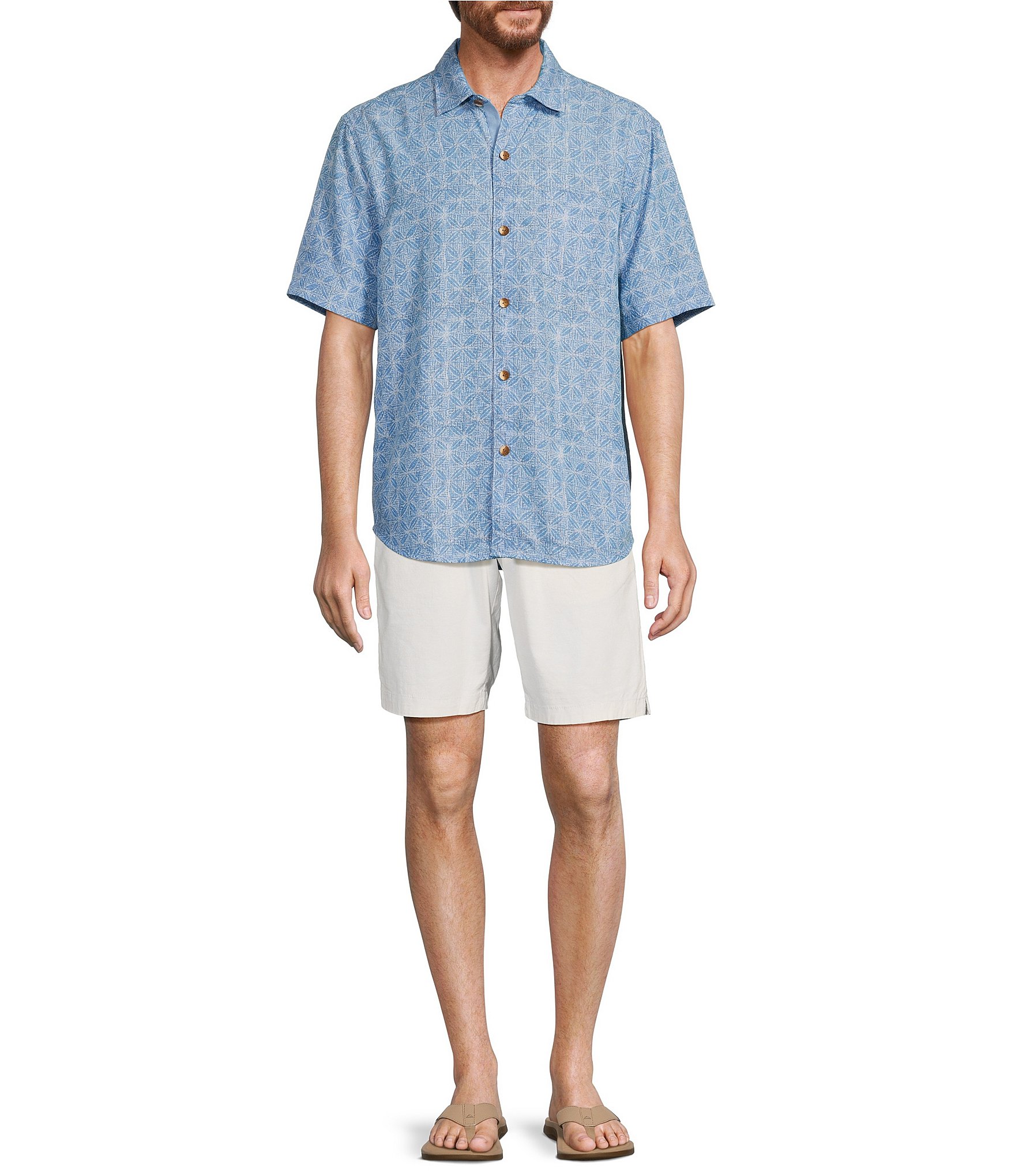 Tommy Bahama Big & Tall Coconut Point Fleur De Geometric Woven Shirt