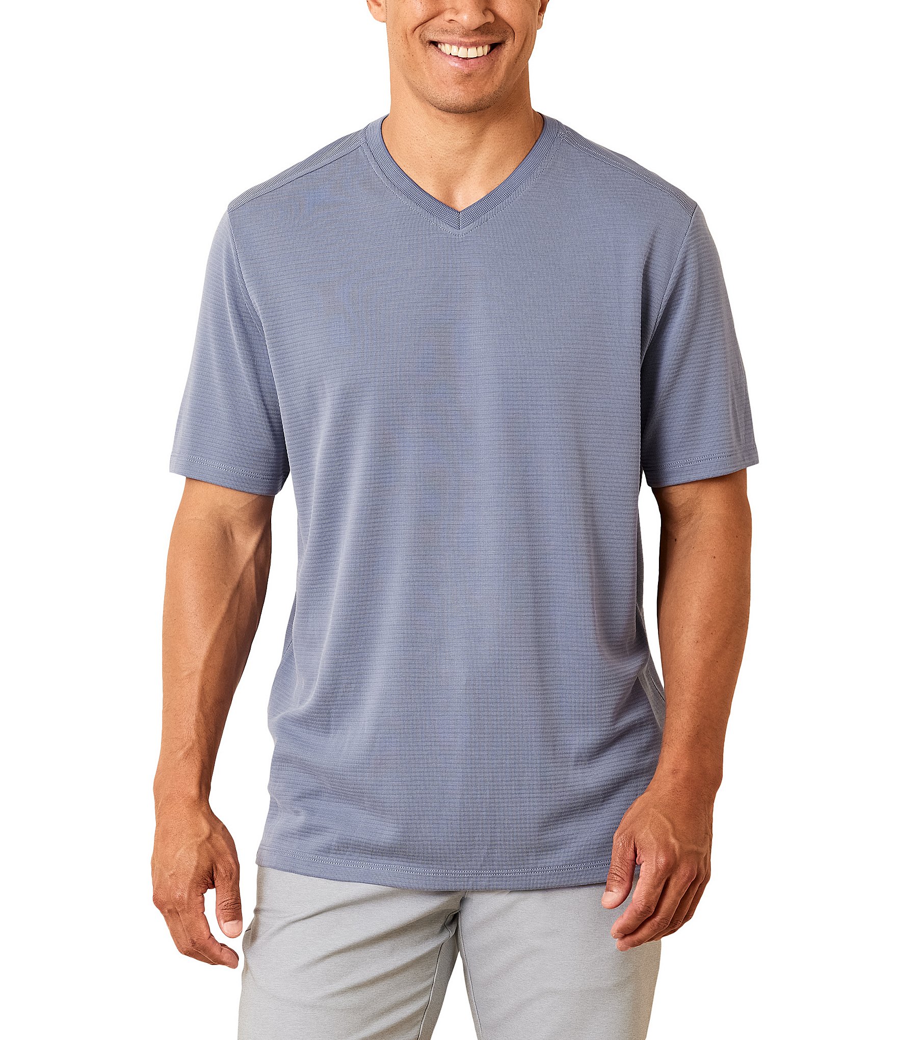 Tommy Bahama Big Tall IslandZone Coastal Crest Short Sleeve V-Neck T-Shirt, Mens, 3XT, Stonewash