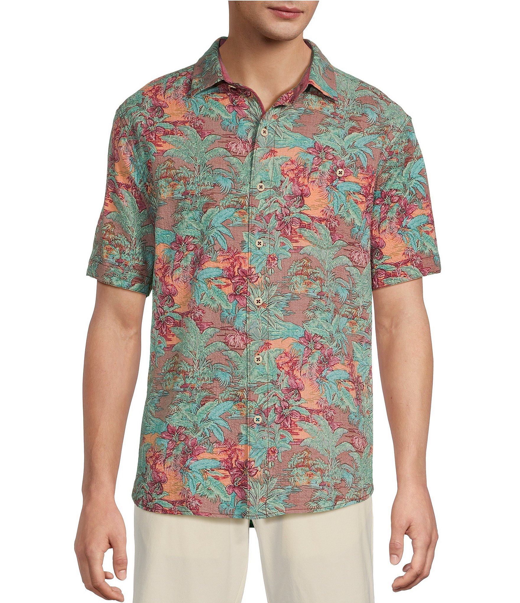 Tommy Bahama Big & Tall Nova Wave Retro Vibes Short Sleeve Seersucker Shirt