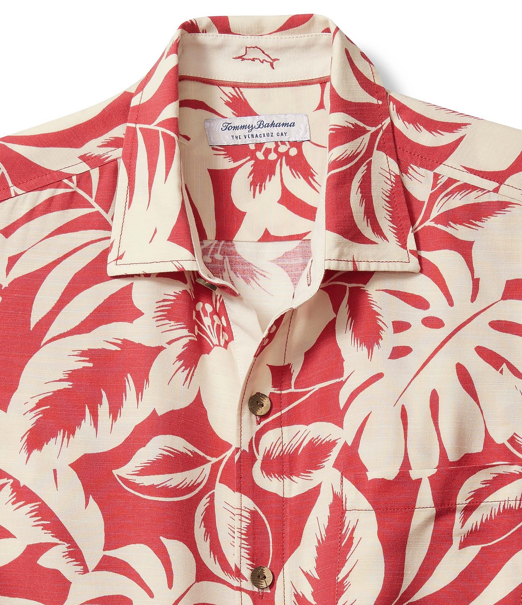 Tommy Bahama Big & Tall Veracruz Cay Lindavista Leaves Printed Short Sleeve Shirt