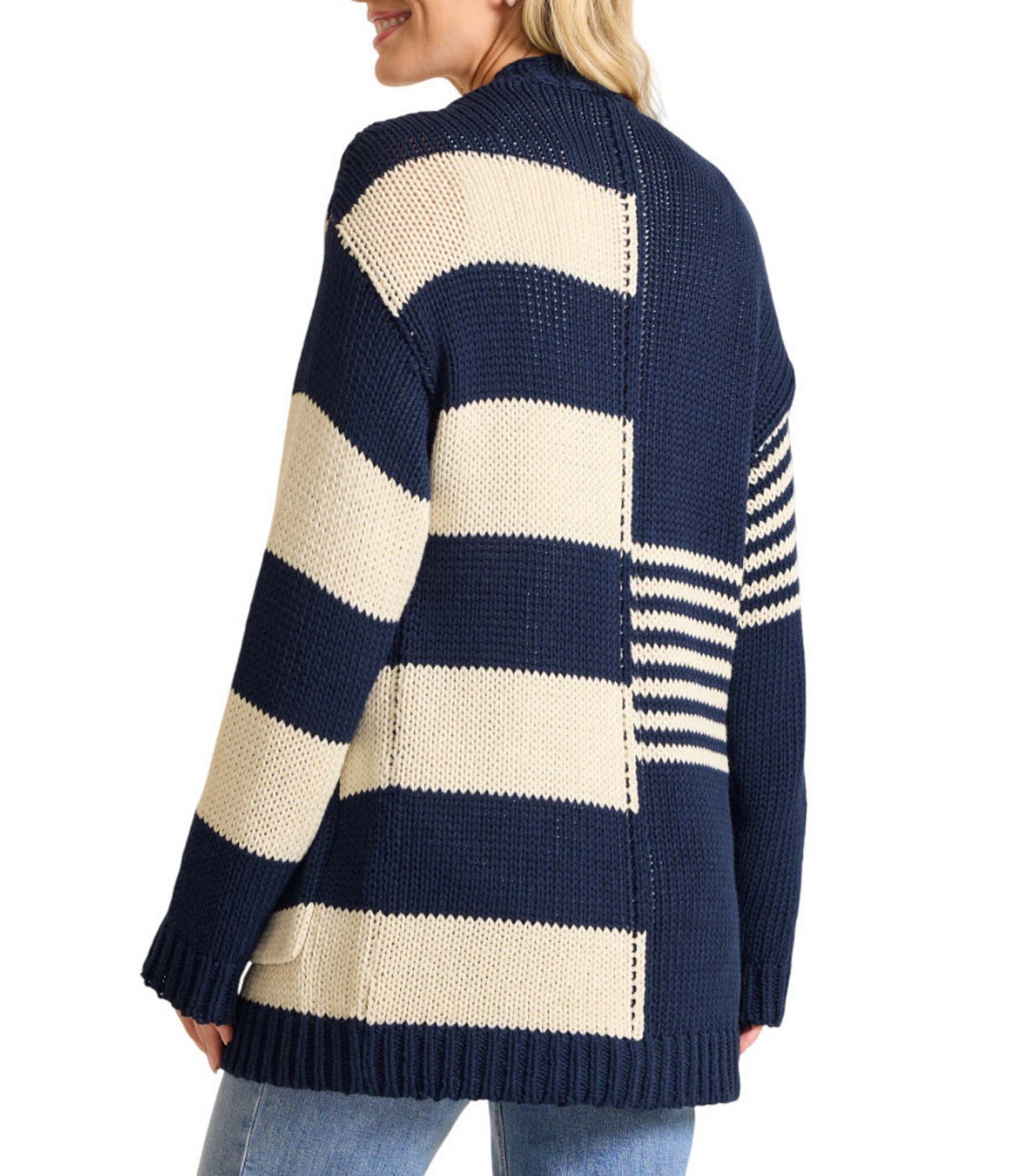 Tommy Bahama Boardwalk Stripe V-Neck Long Sleeve Open-Front Cardigan