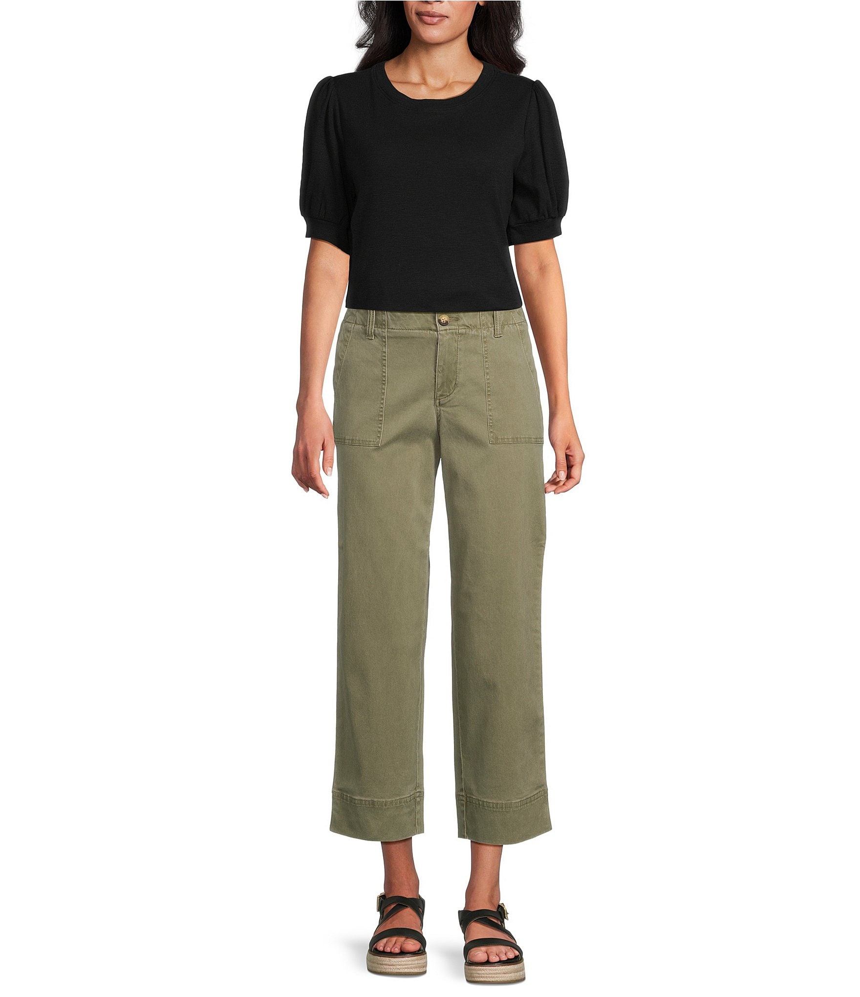 Tommy Bahama Boracay Stretch Sateen Cropped Wide Leg Pocketed Field Pants
