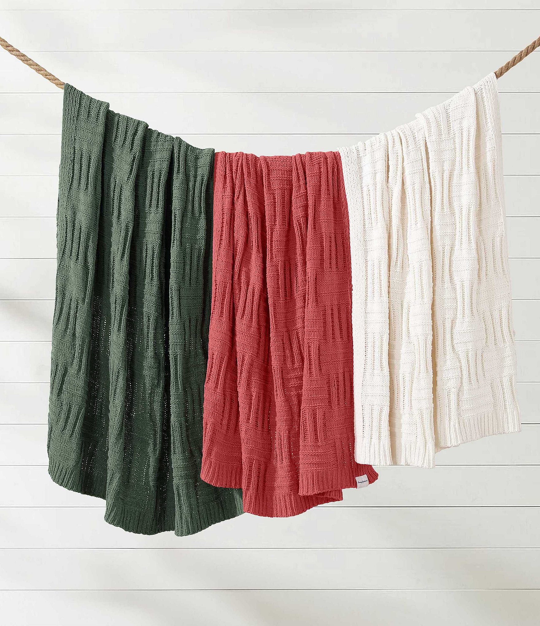 Tommy Bahama Chain Basket Knit Throw Blanket