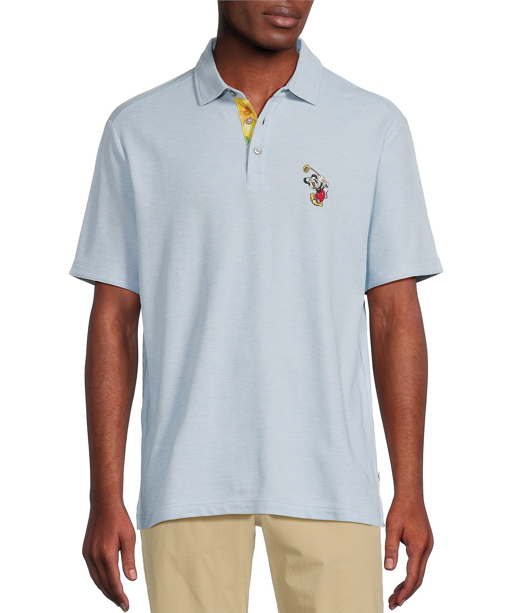 Tommy Bahama Disney Big Tall Postcard to Paradise 5 O'Clock Short Sleeve Polo Shirt, Mens, 3XB, Light Sky Heather