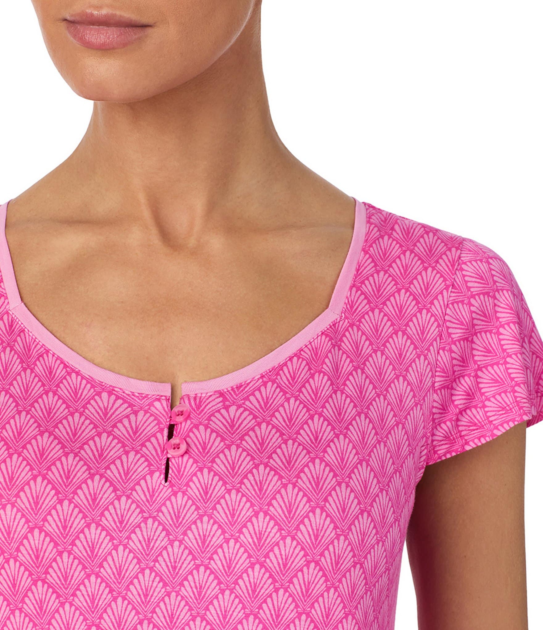 Tommy Bahama Geo Print Short Sleeve Jersey Knit Long Pajama Set