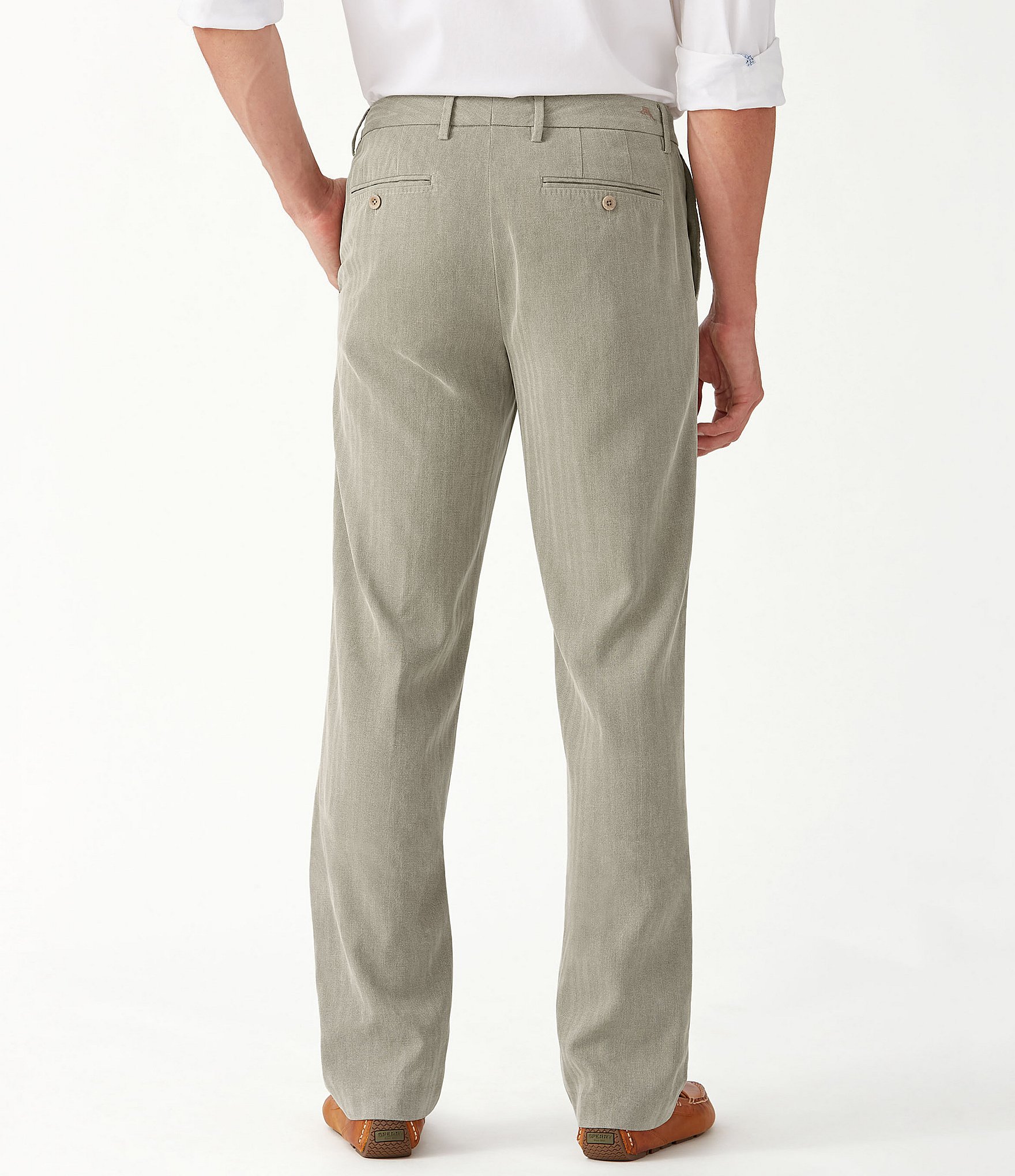 Tommy Bahama Havana Herringbone Flat-Front Pants