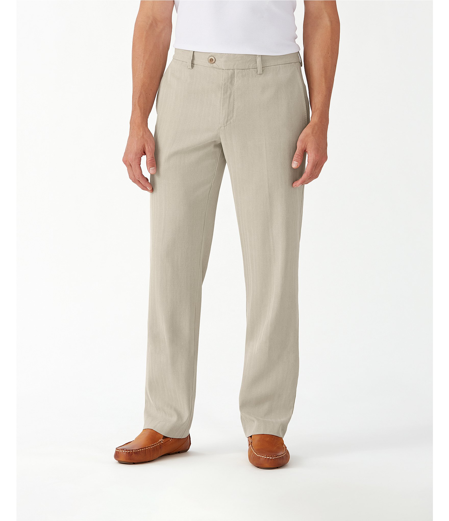 Tommy Bahama Havana Herringbone Flat-Front Pants