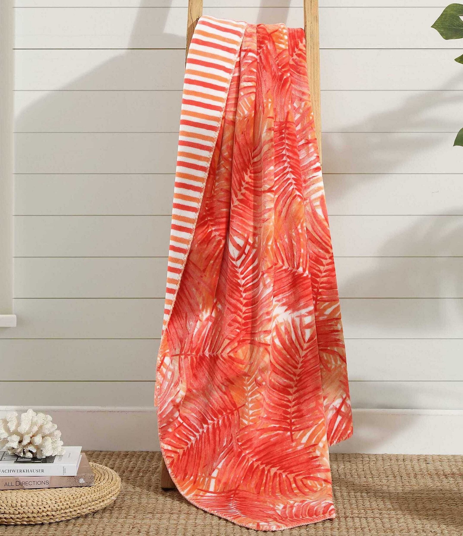 Tommy Bahama Hot Tropics Flannel Reversible Throw Blanket, 70#double; X 50#double;
